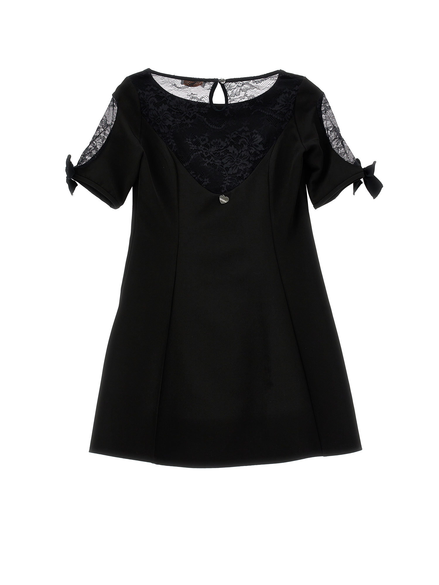 Monnalisa Crepe And Lace Dress In Black