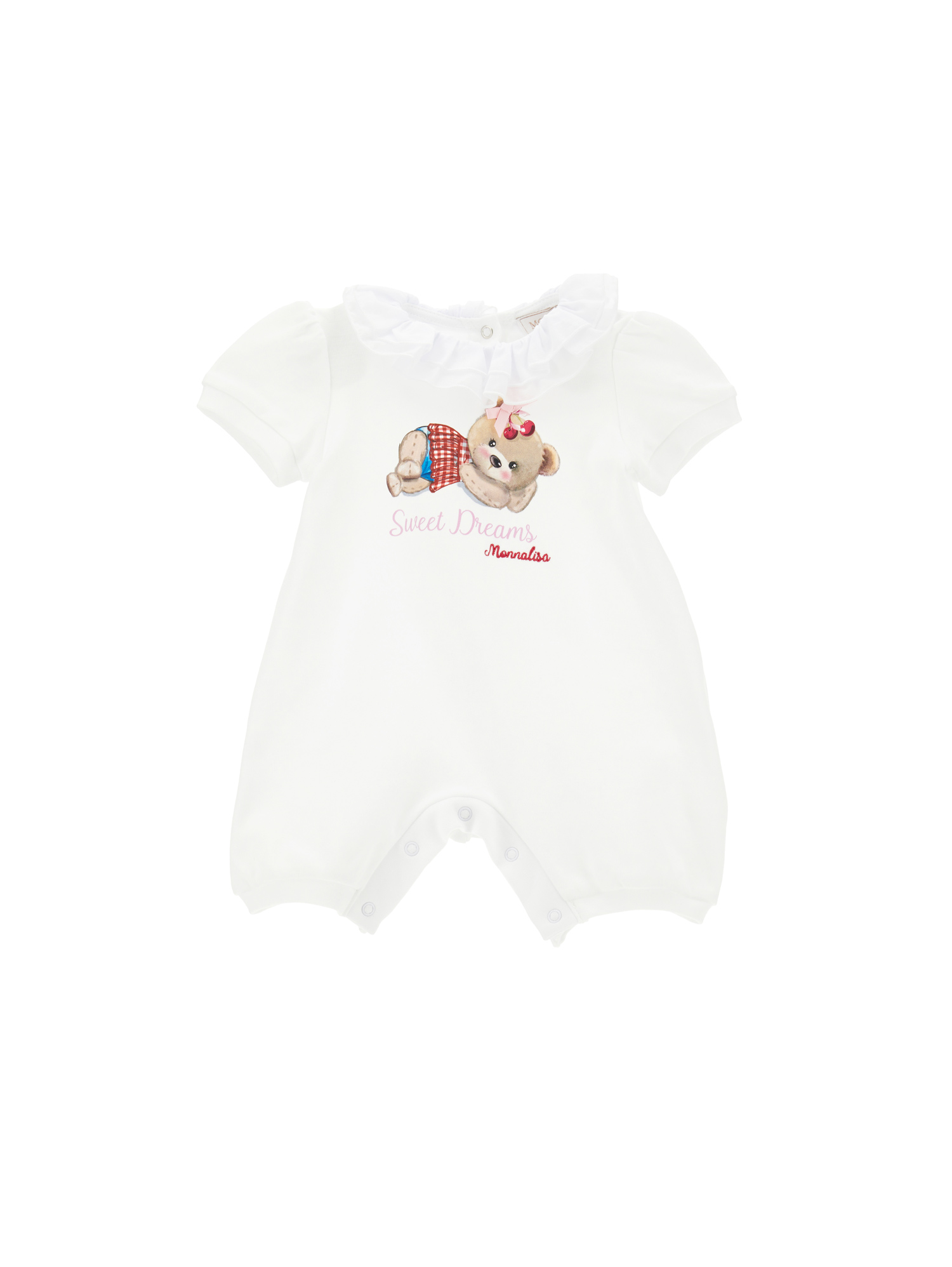 Shop Monnalisa Teddy Bear Cotton Romper In White