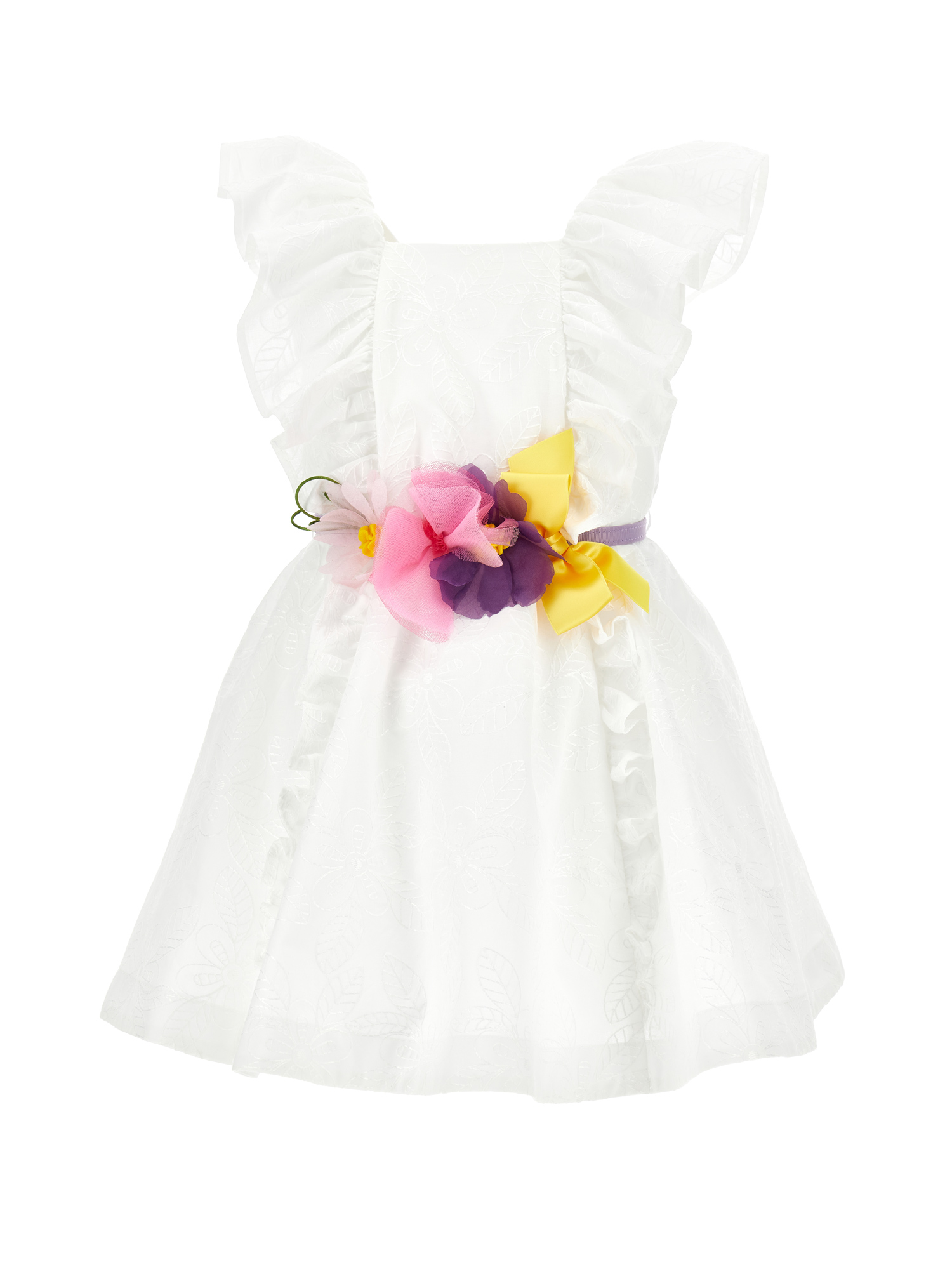 Monnalisa Kids'   Embroidered Circle Dress In White