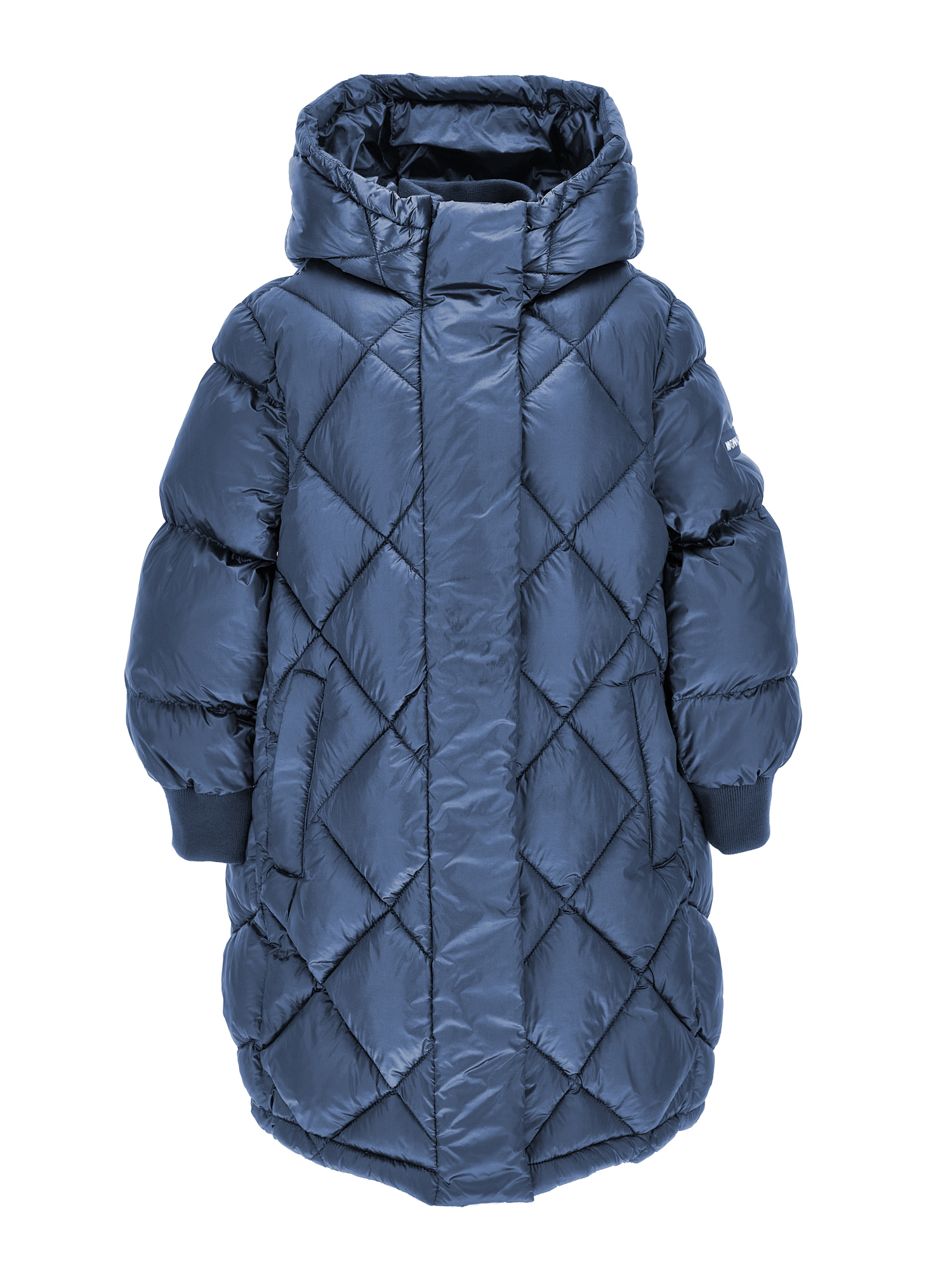 Monnalisa Long Padded Satin-style Jacket In Navy Blue