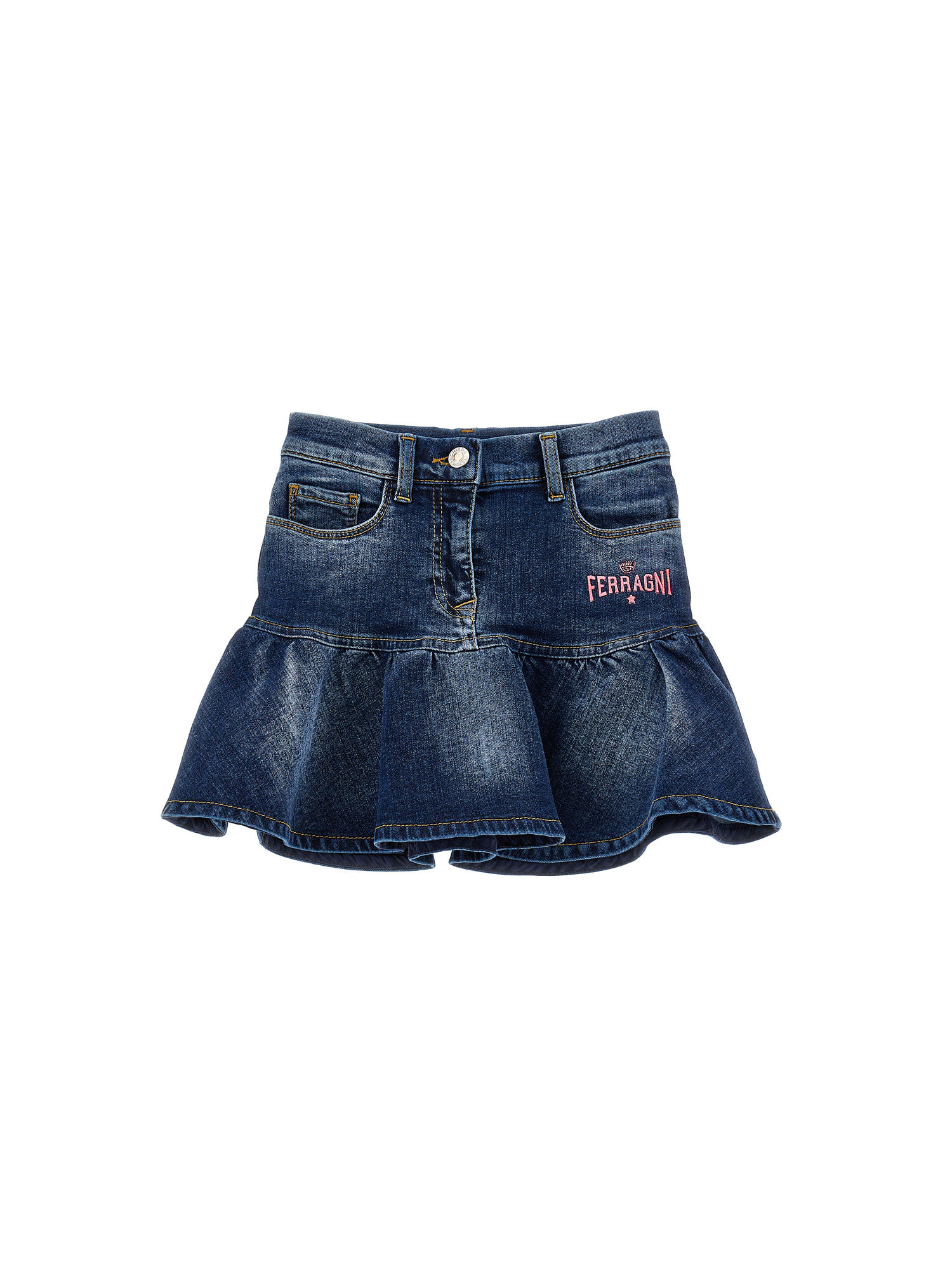 Chiara Ferragni Kids'   Ferragni Stretch Denim Skirt In Blu Stone Denim