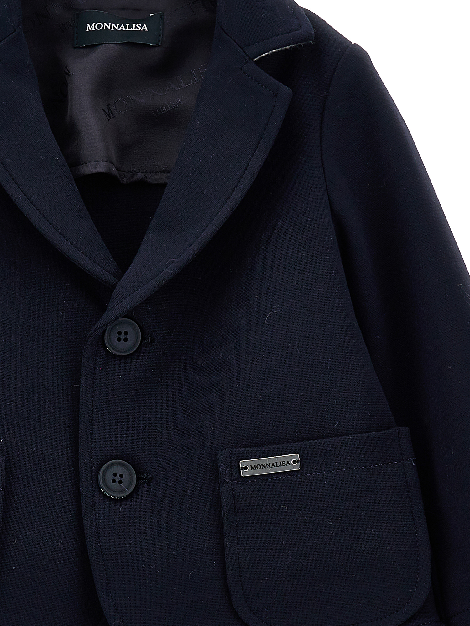 Monnalisa Unlined Milano Stitch Blazer In Dark Blue
