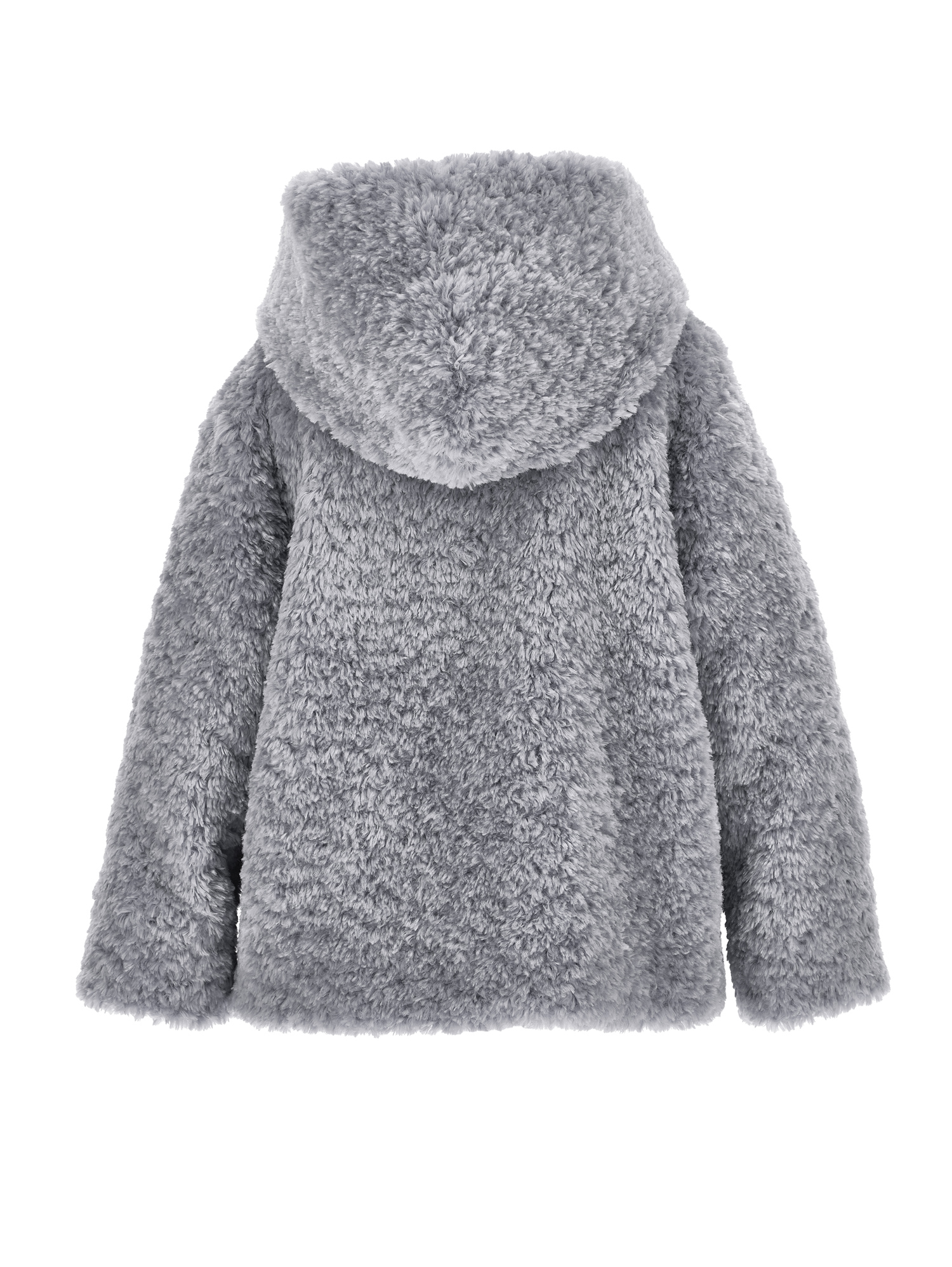 Monnalisa Plush Jacket With Hood In Grey