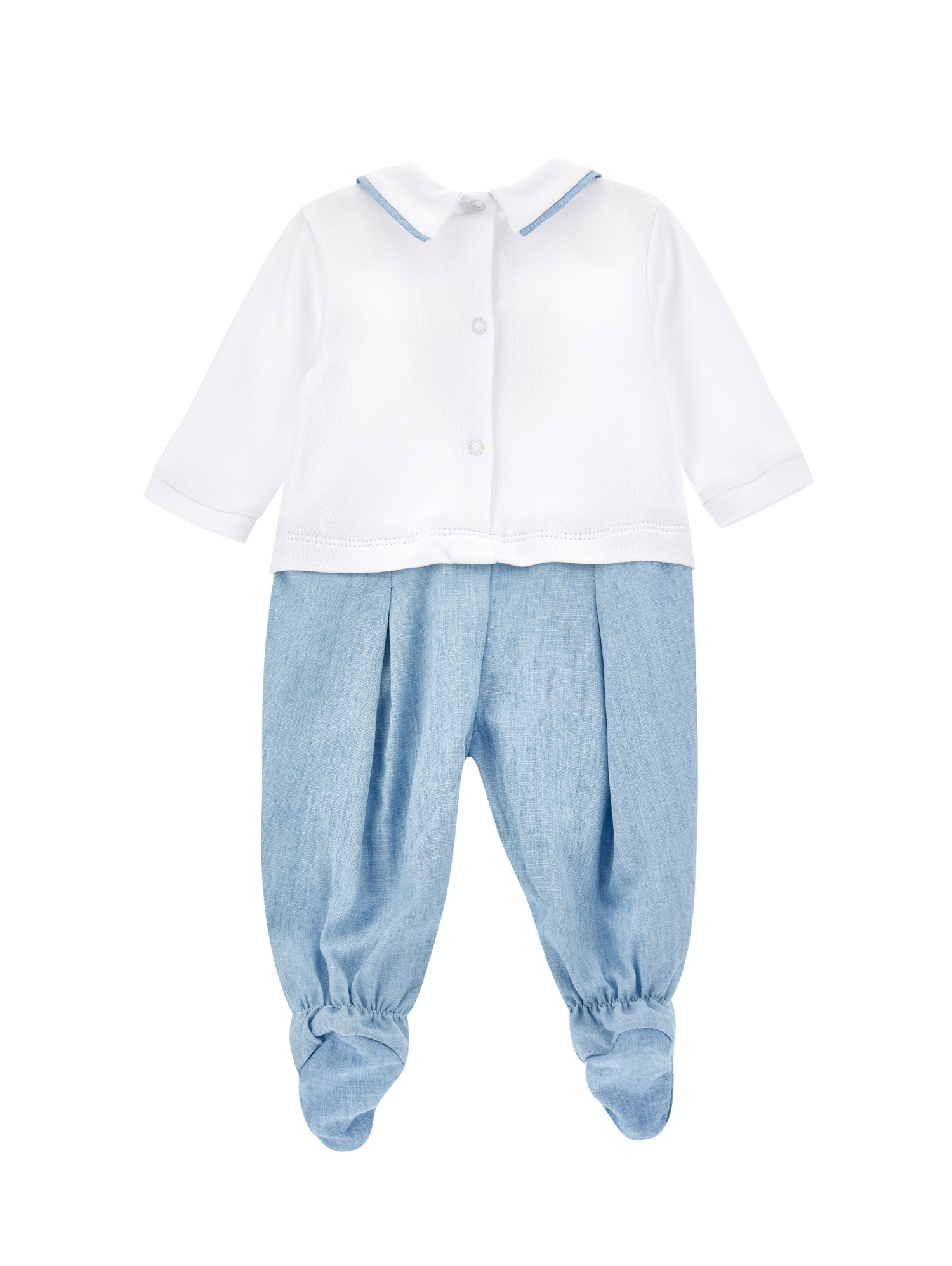 Monnalisa Two-tone Lion Playsuit In White + Indigo