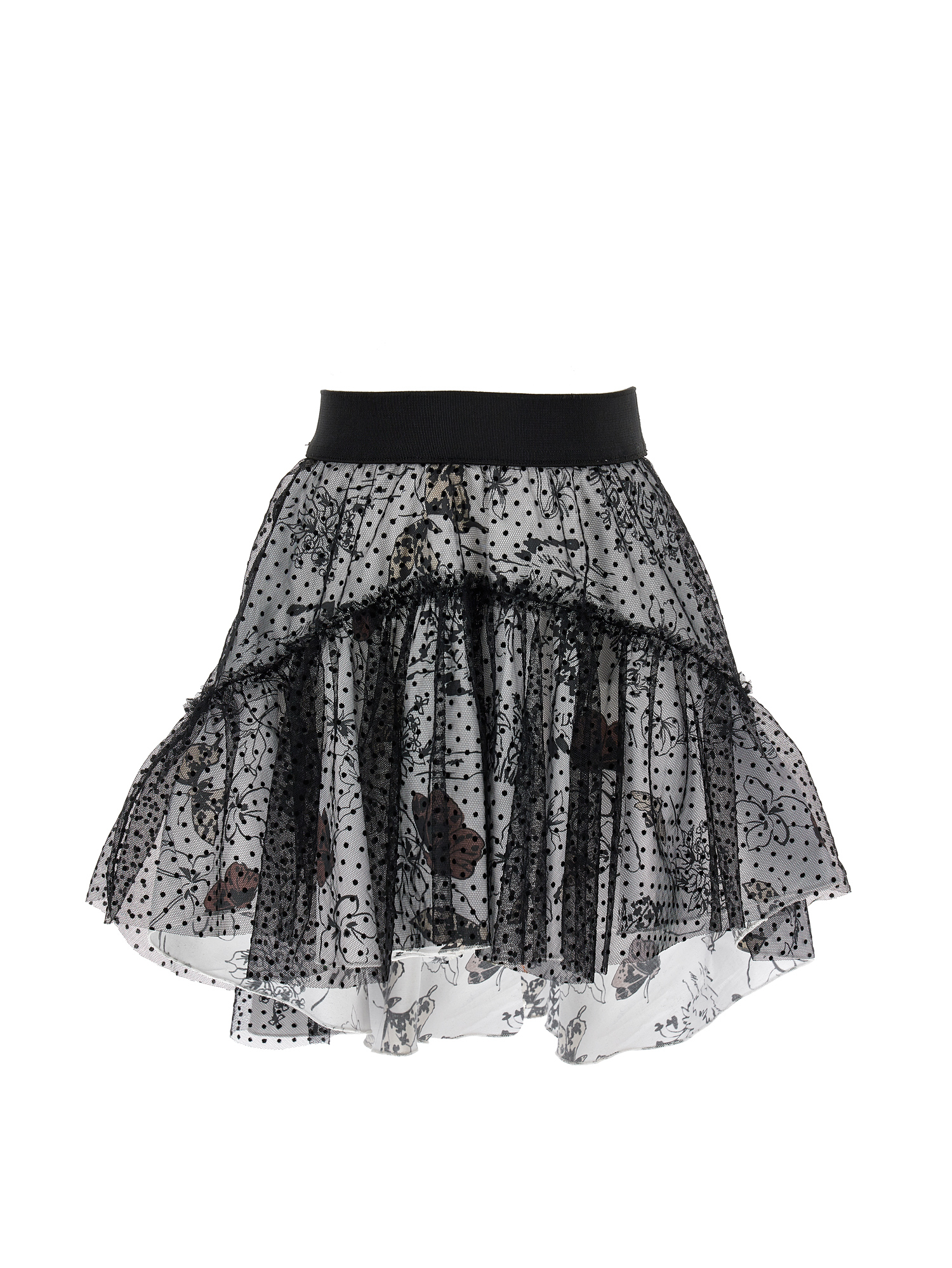 Monnalisa Kids'   Poplin Skirt With Tulle Layer In Cream