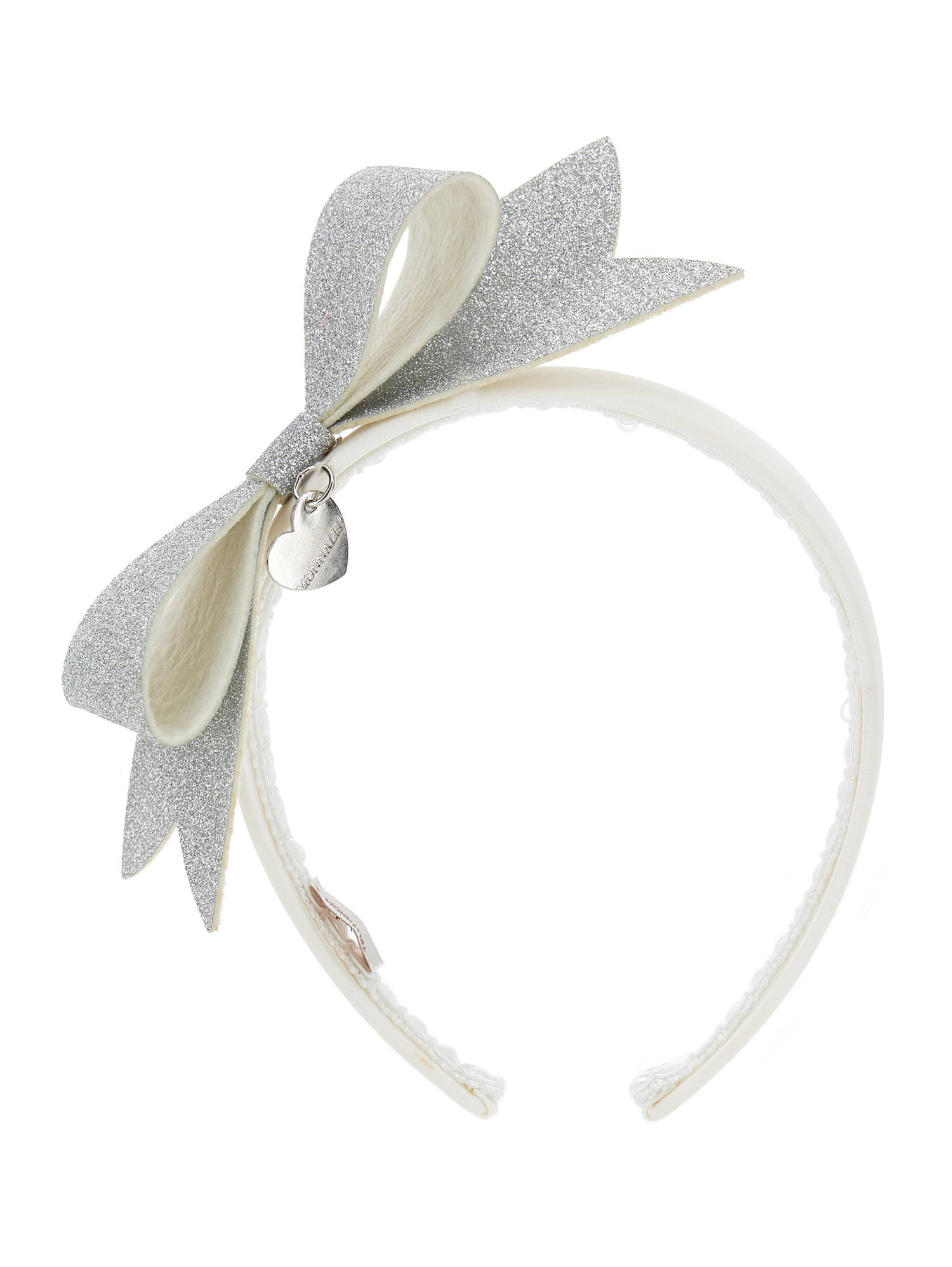 Monnalisa Lurex Bow Headband In Cream