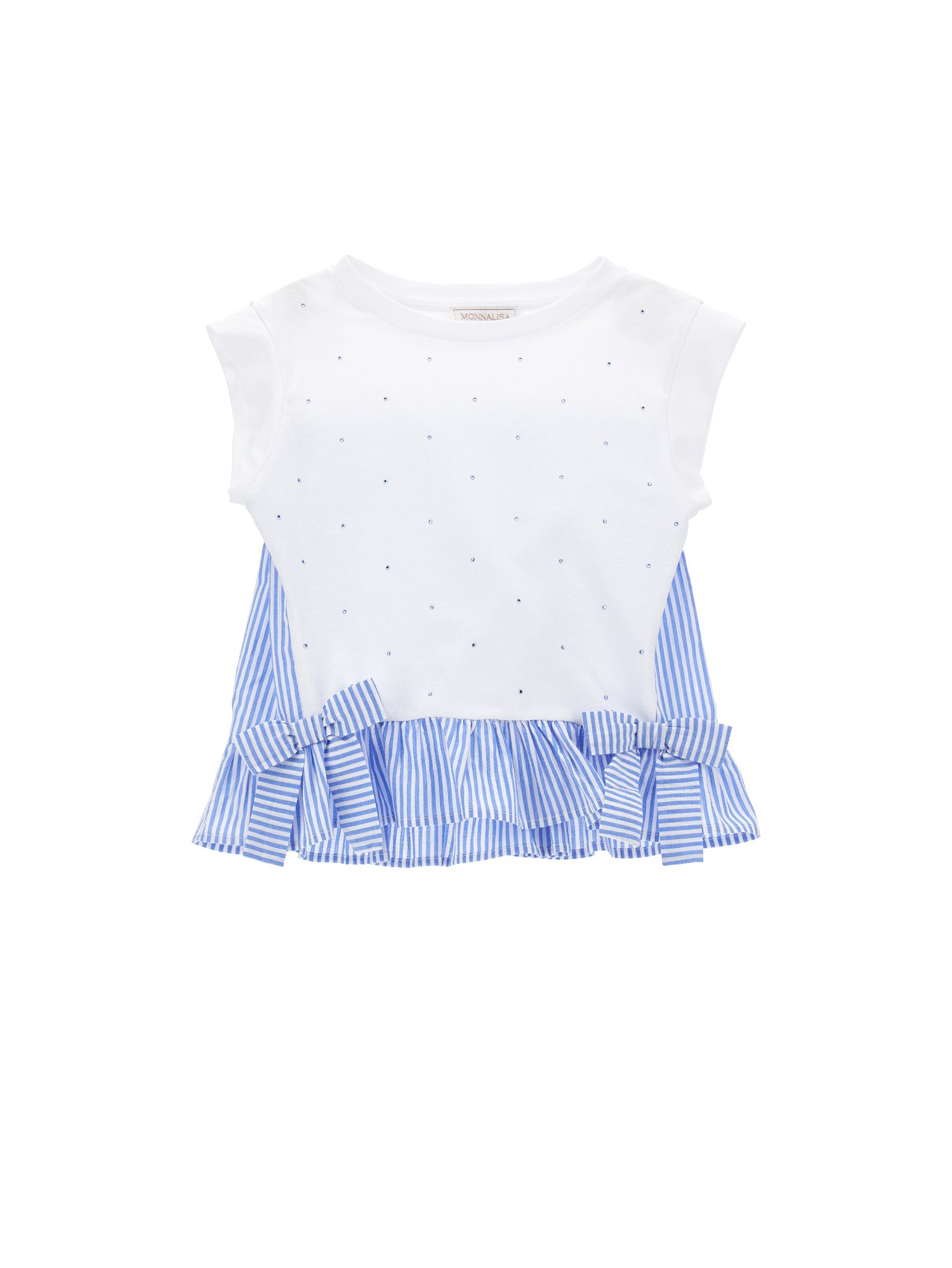 Monnalisa T-shirt con fiocchi e strass