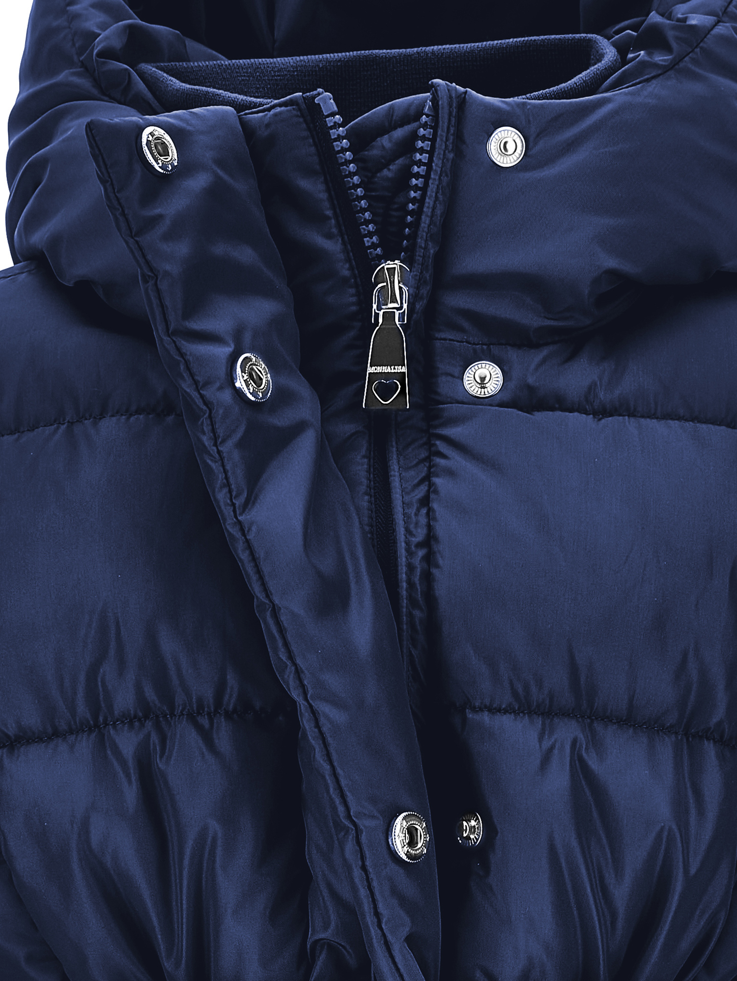 Monnalisa Down Jacket With Belt And Hood In Blue