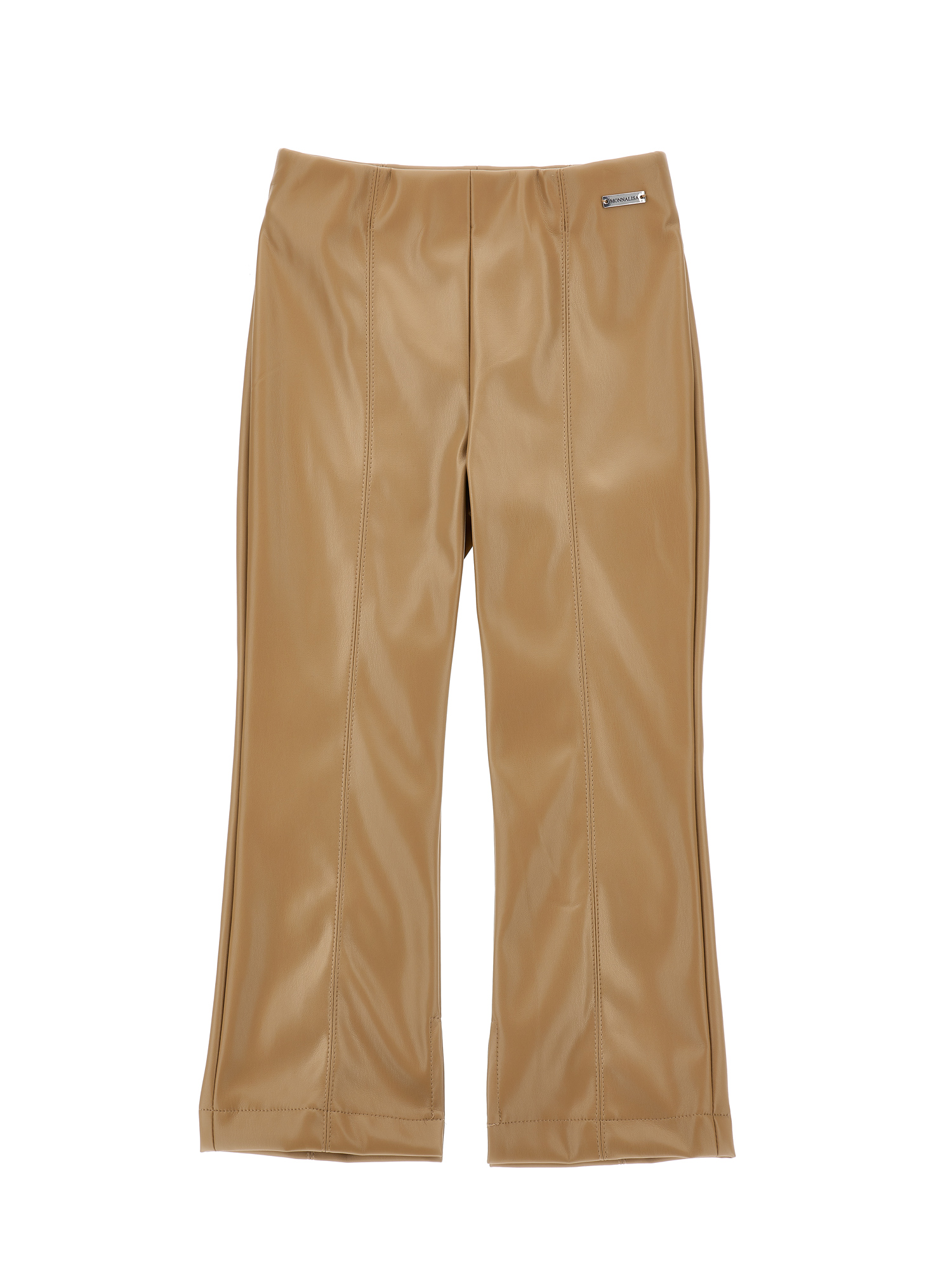 Monnalisa Faux Leather Trousers In Brown
