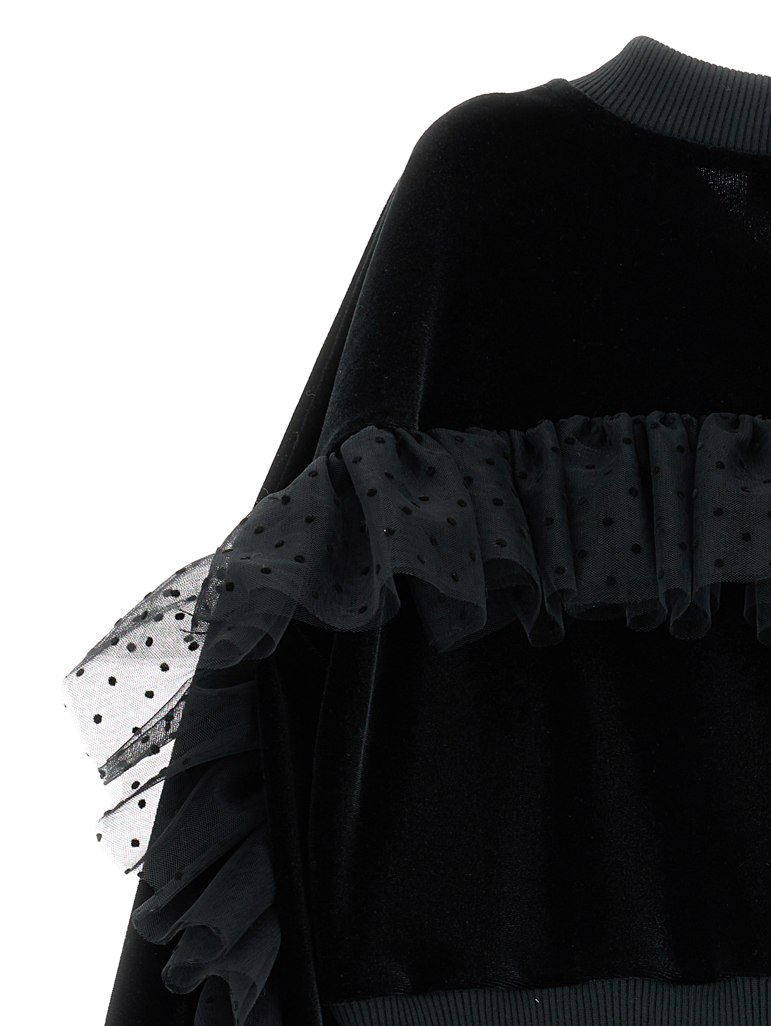 Monnalisa Warp-knit Chenille Sweatshirt In Black
