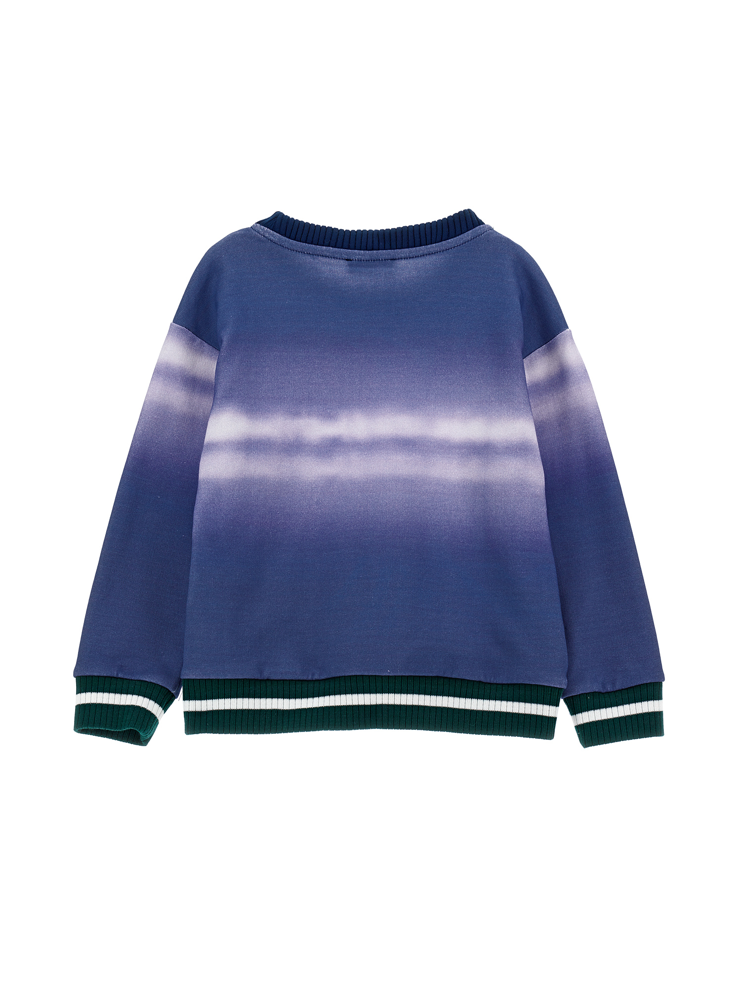 Monnalisa Graduated Crewneck Sweatshirt In Blue + Cream