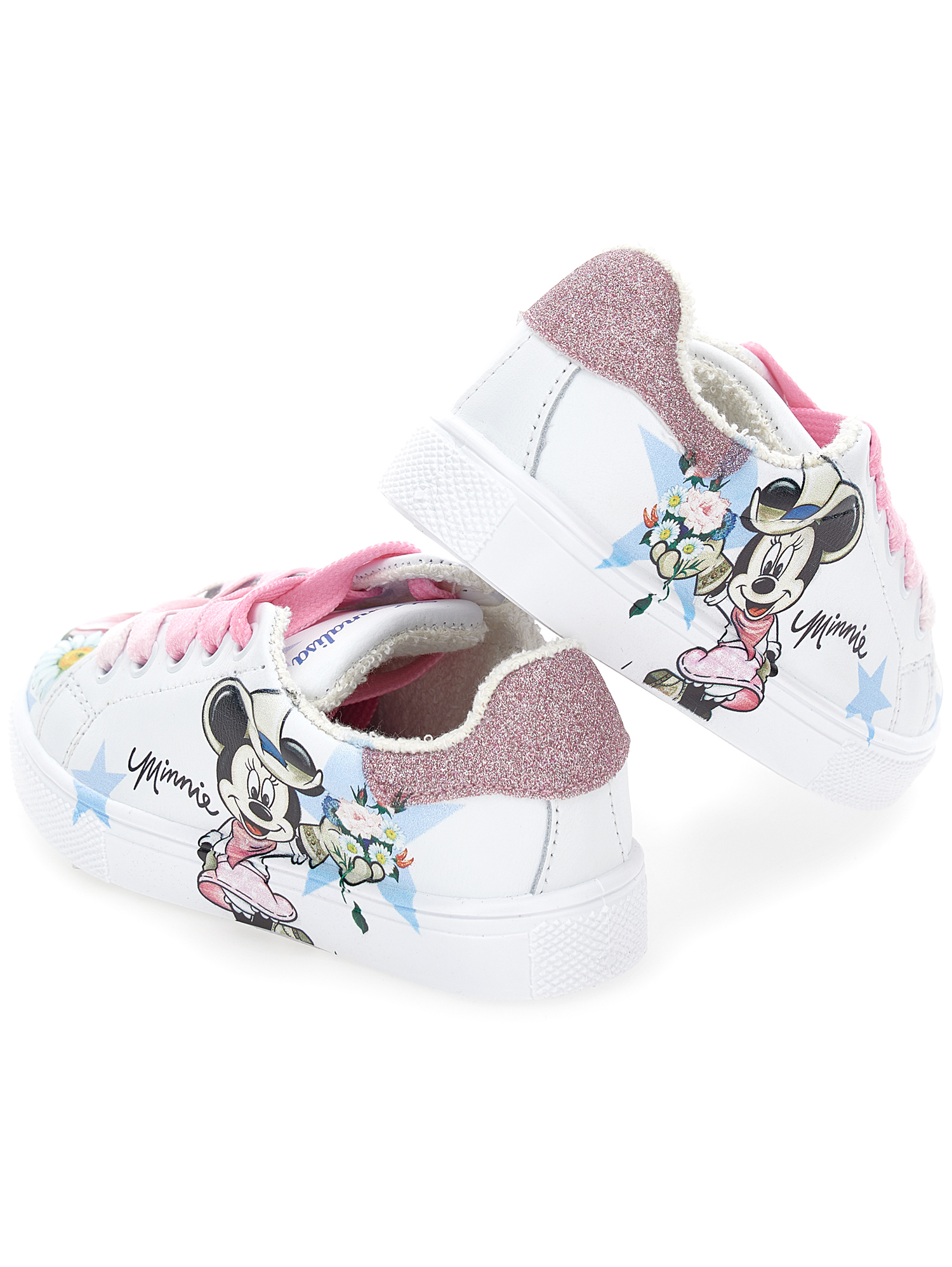 Shop Monnalisa Minnie Sneakers In White + Rosa Fairytale