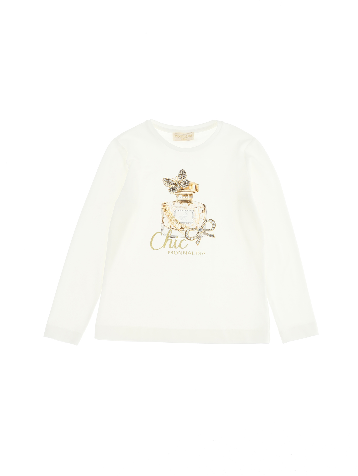 Monnalisa Kids'   Perfume Jersey T-shirt In Cream