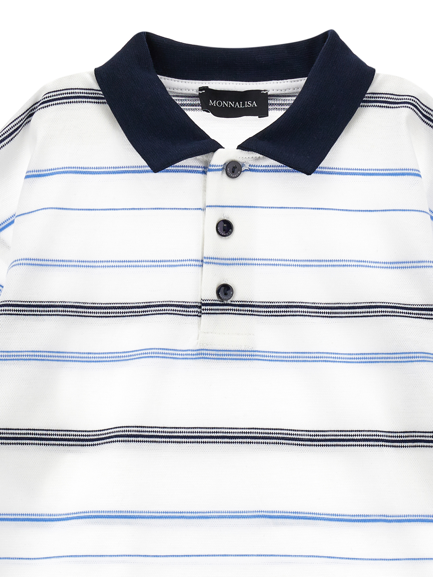 Shop Monnalisa Striped Cotton Polo Shirt In White