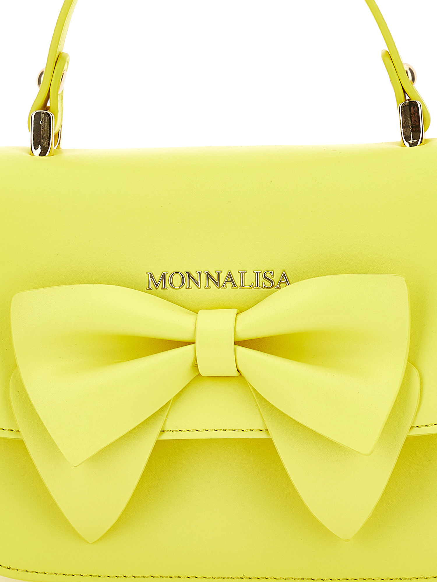 Shop Monnalisa Regenerated Leather Bag In Light Yellow