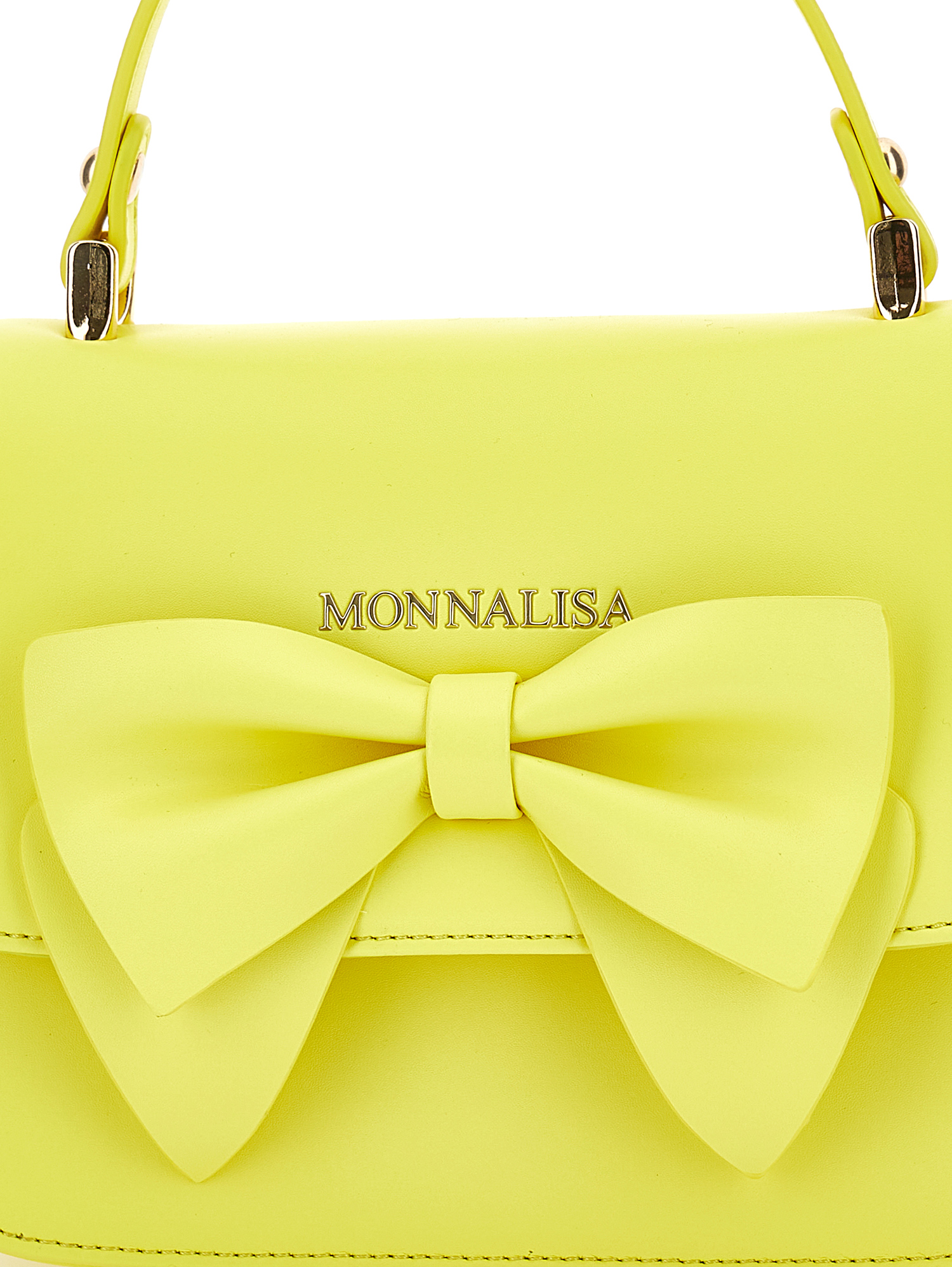 Monnalisa Regenerated Leather Bag In Light Yellow
