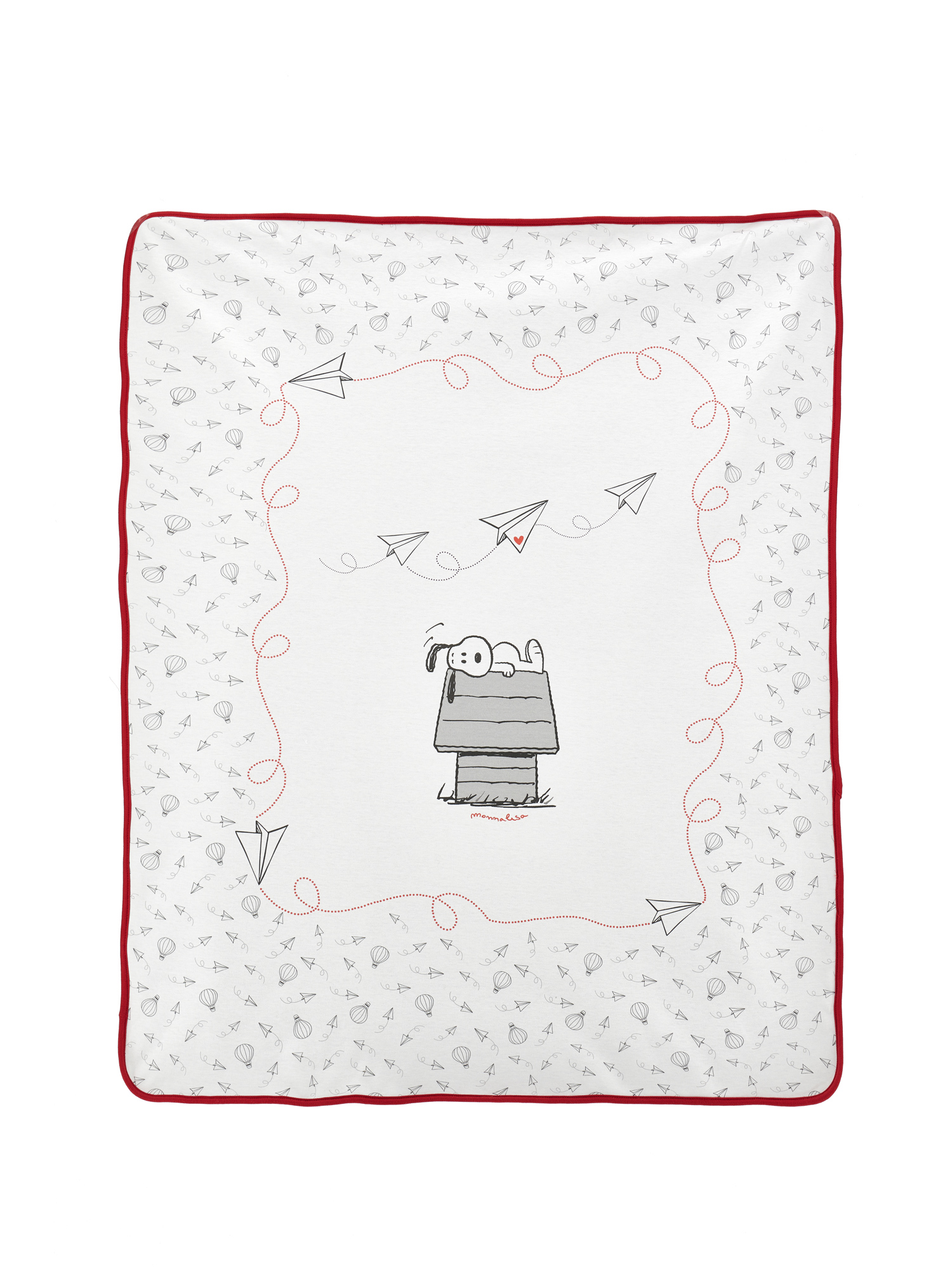 Shop Monnalisa Snoopy Jersey Blanket In Cream + Grey
