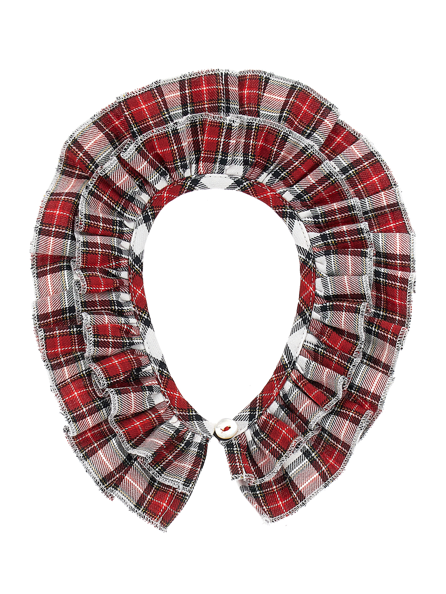 Monnalisa Tartan Collar In Red + Cream