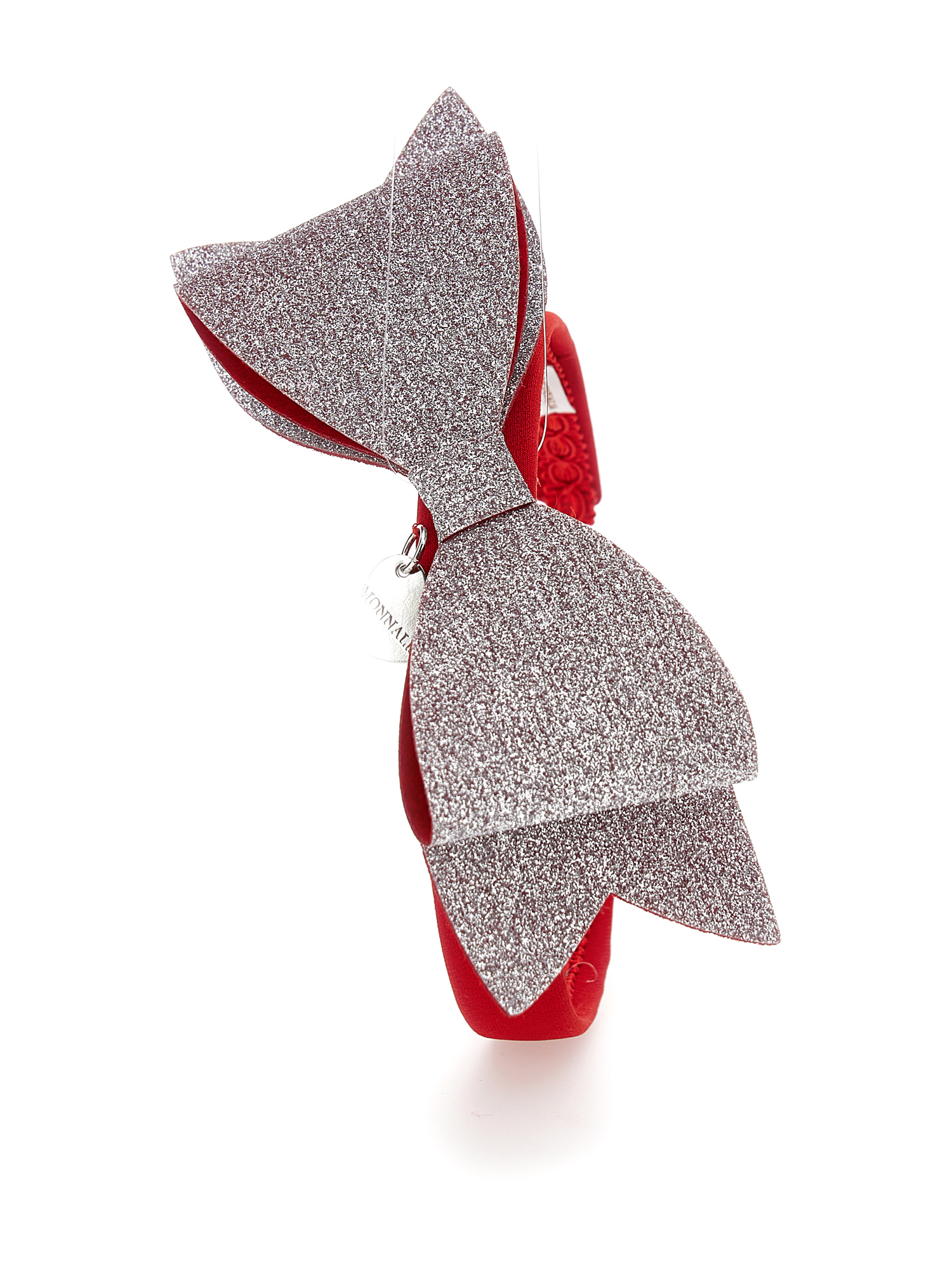 Monnalisa Lurex Bow Headband In Ruby Red