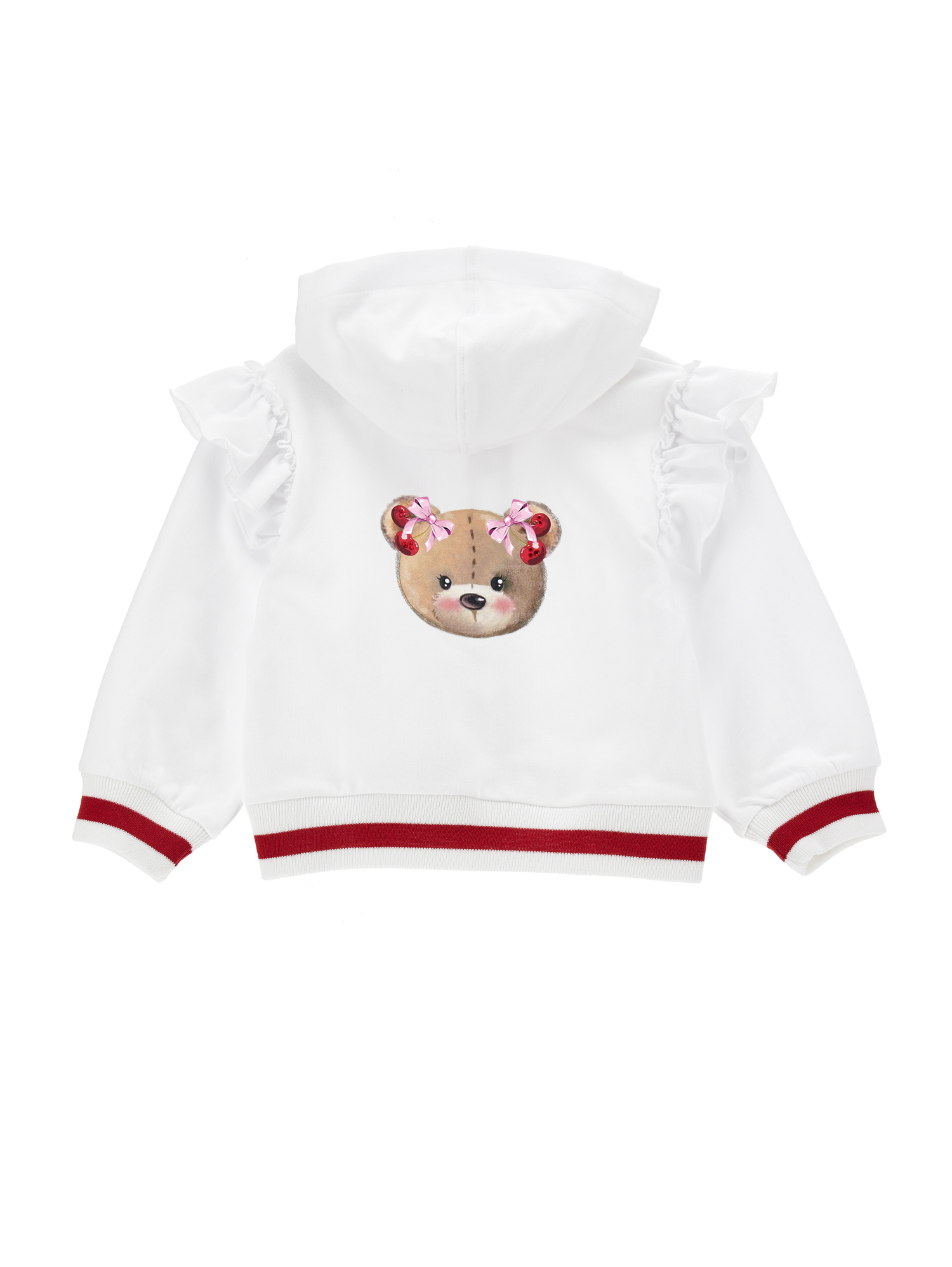 Monnalisa Cotton Fleece Hoodie In White + Rosa Fairytale
