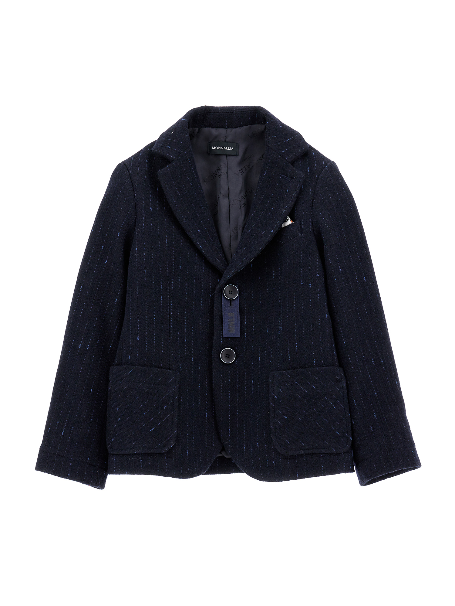 Monnalisa Two-button Herringbone Blazer In Dark Blue