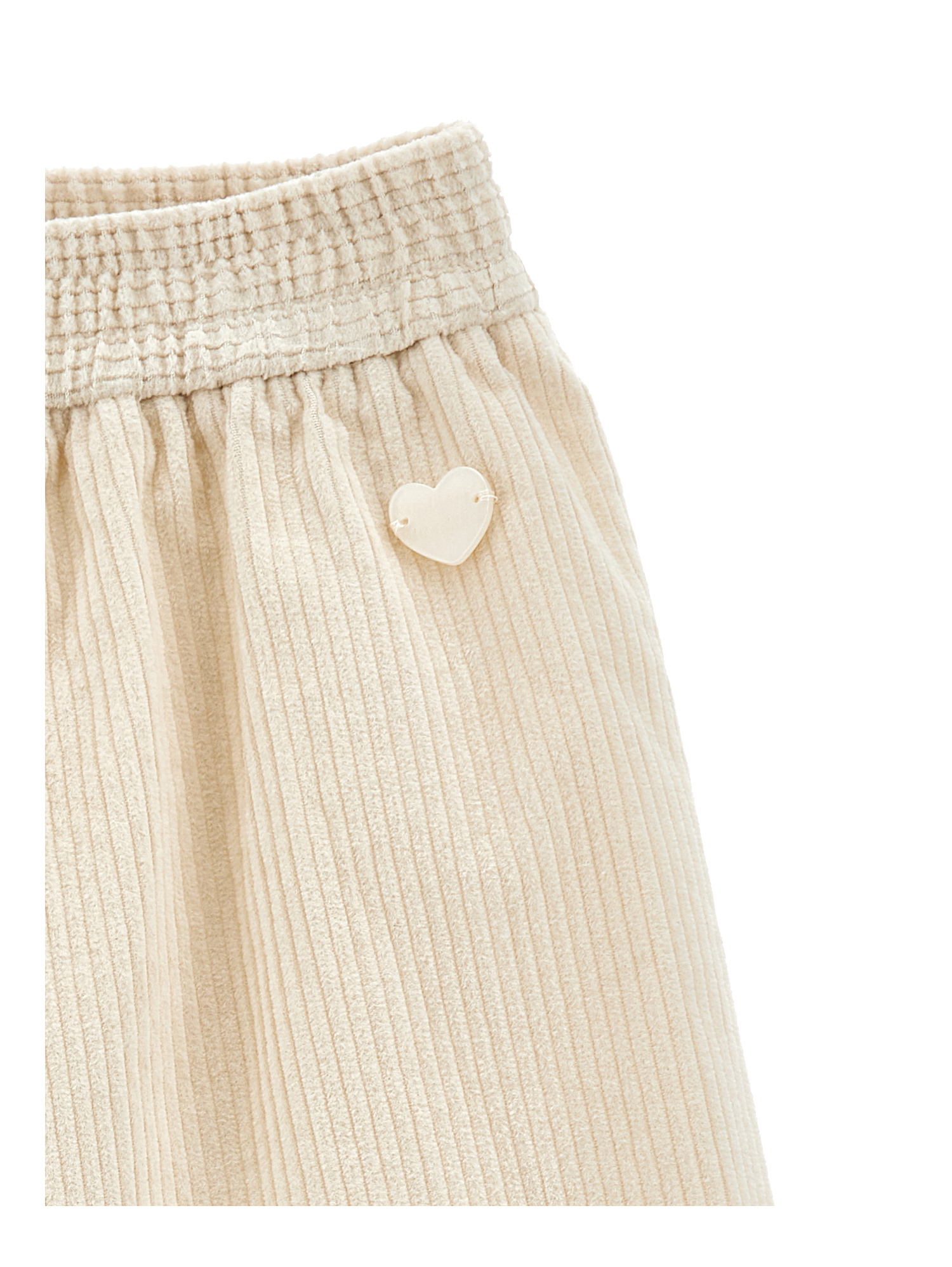 Monnalisa Heart Ruffle Trousers In Neutral