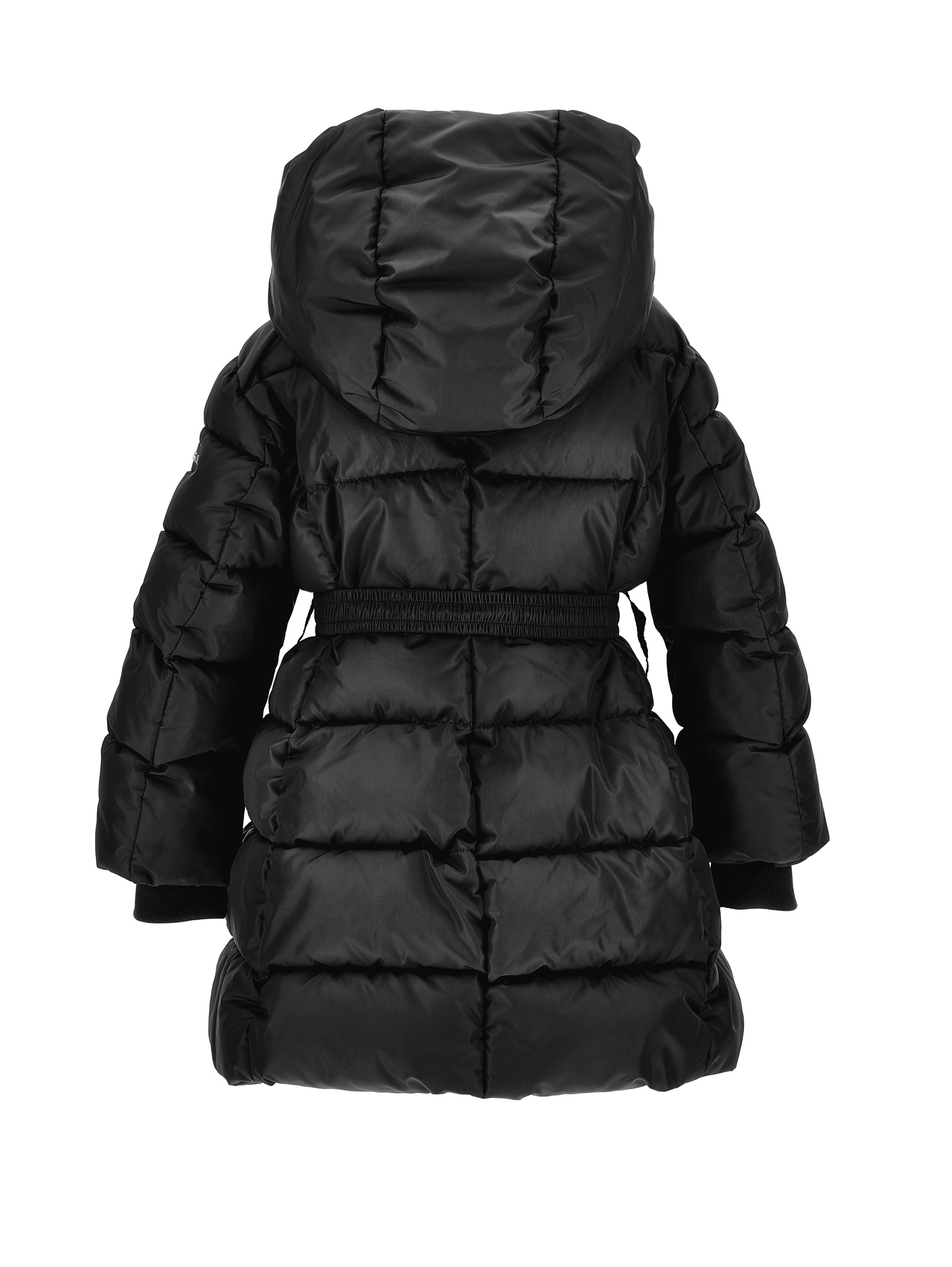 Monnalisa Belted Puffer Coat In Black