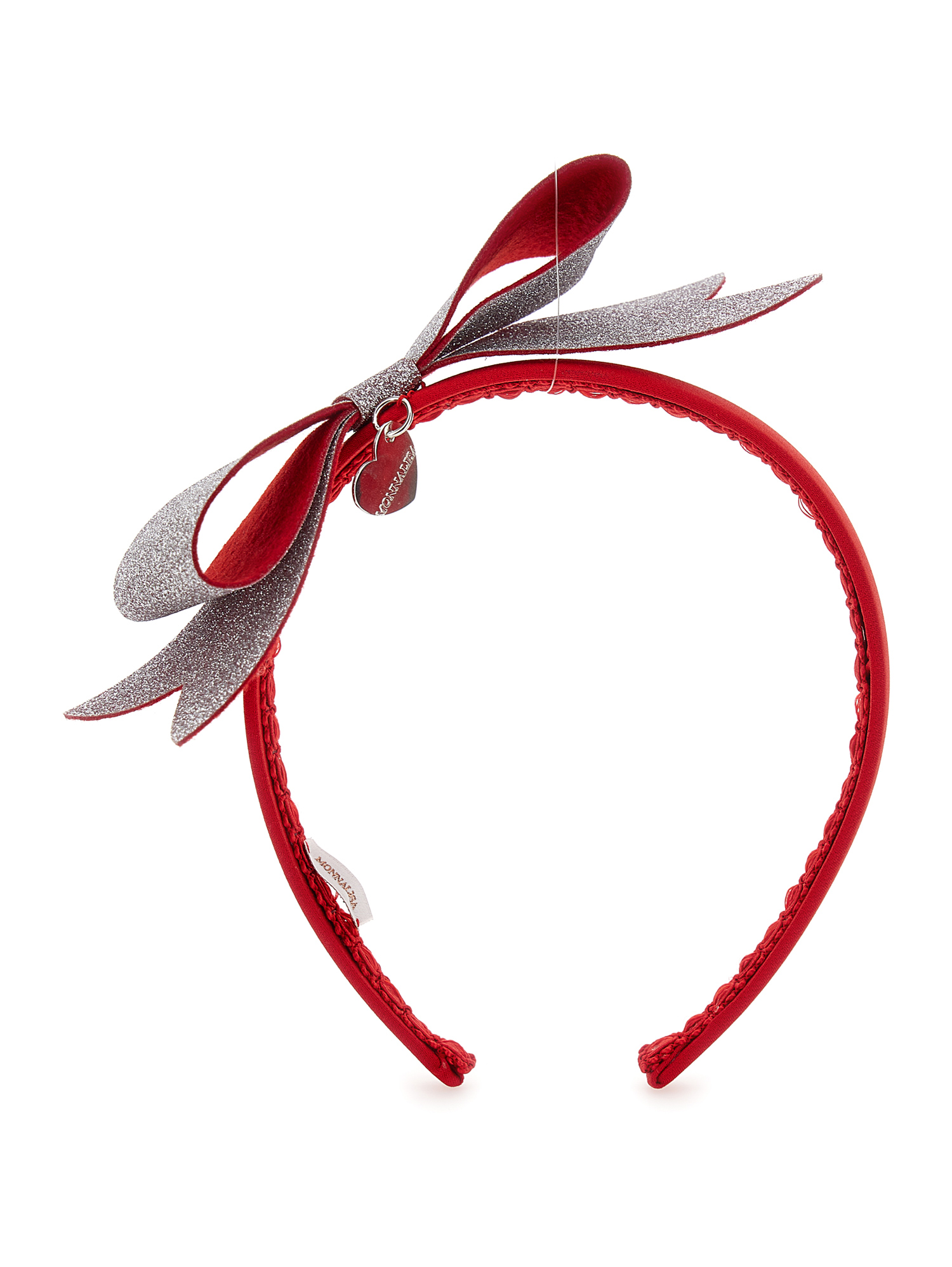 Monnalisa Lurex Bow Headband In Ruby Red