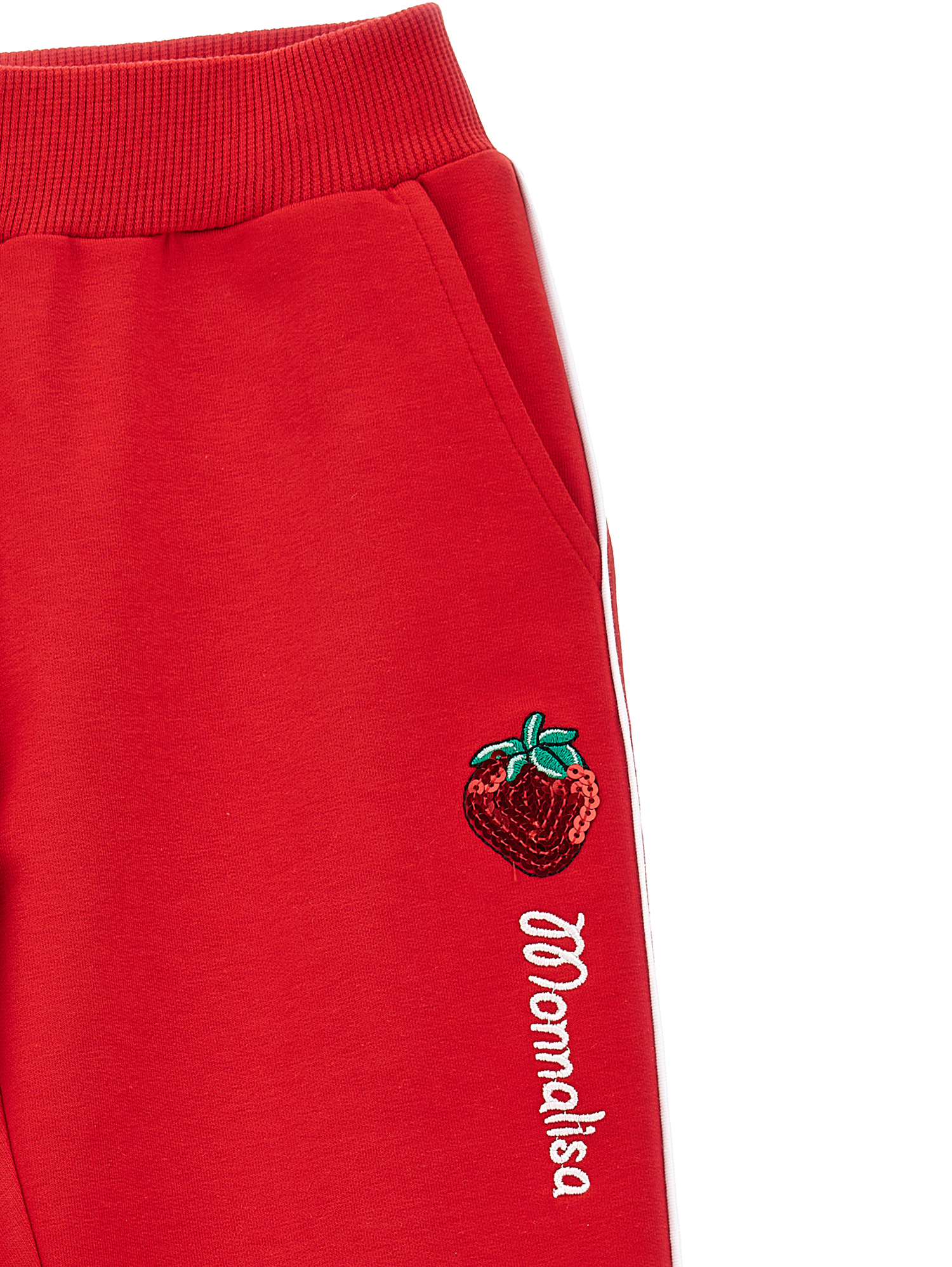Monnalisa Two-tone Fleece Joggers In Red