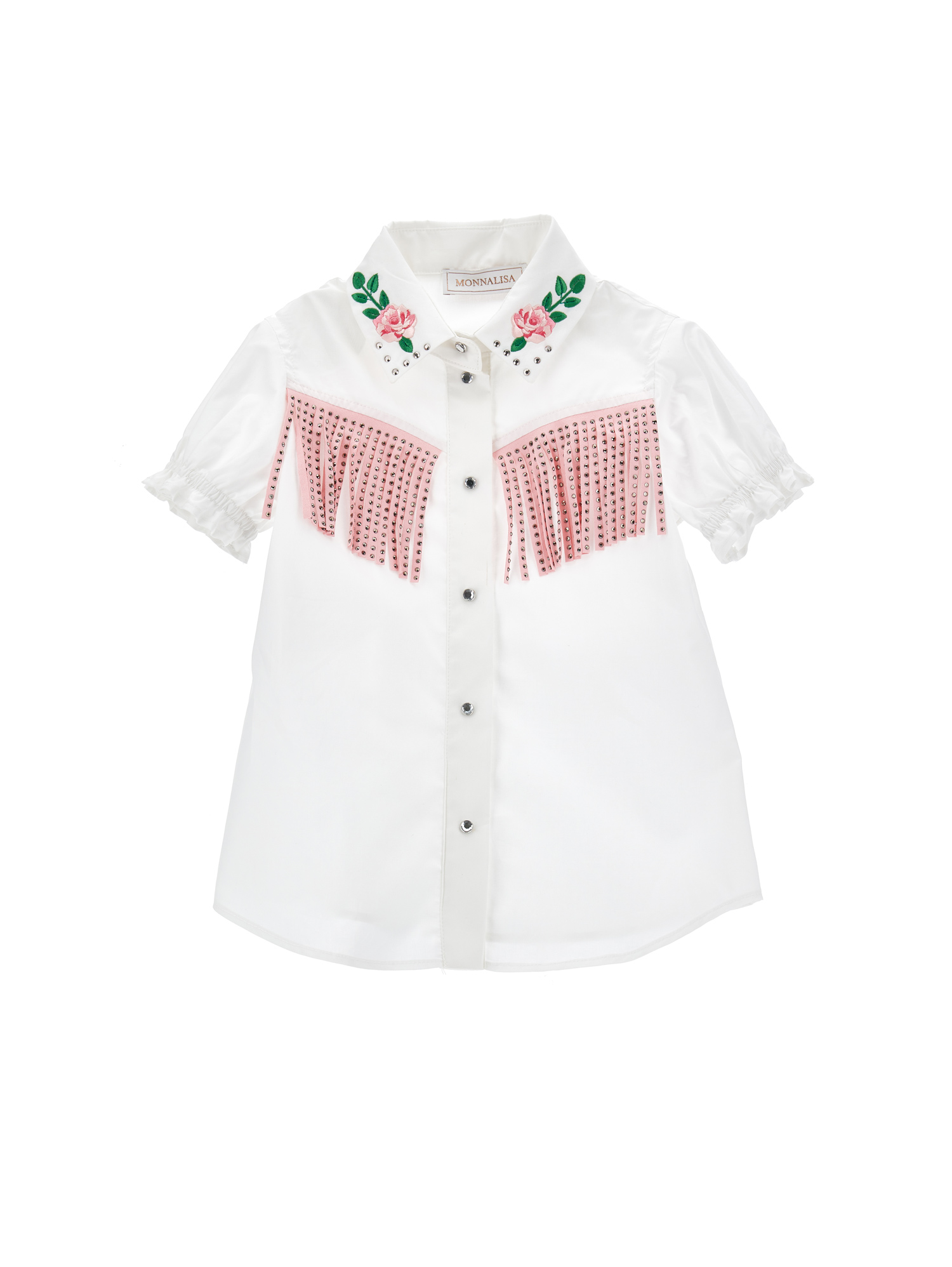 Monnalisa Camicia con ricami e frange