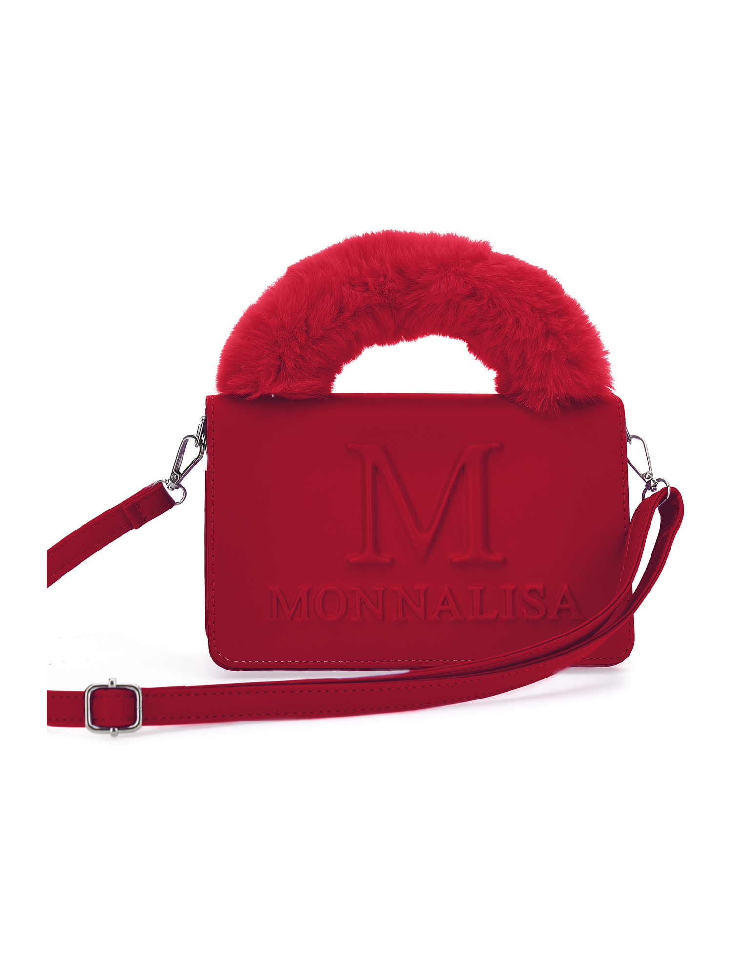 Shop Monnalisa Coated Fabric Bag In Ruby Red