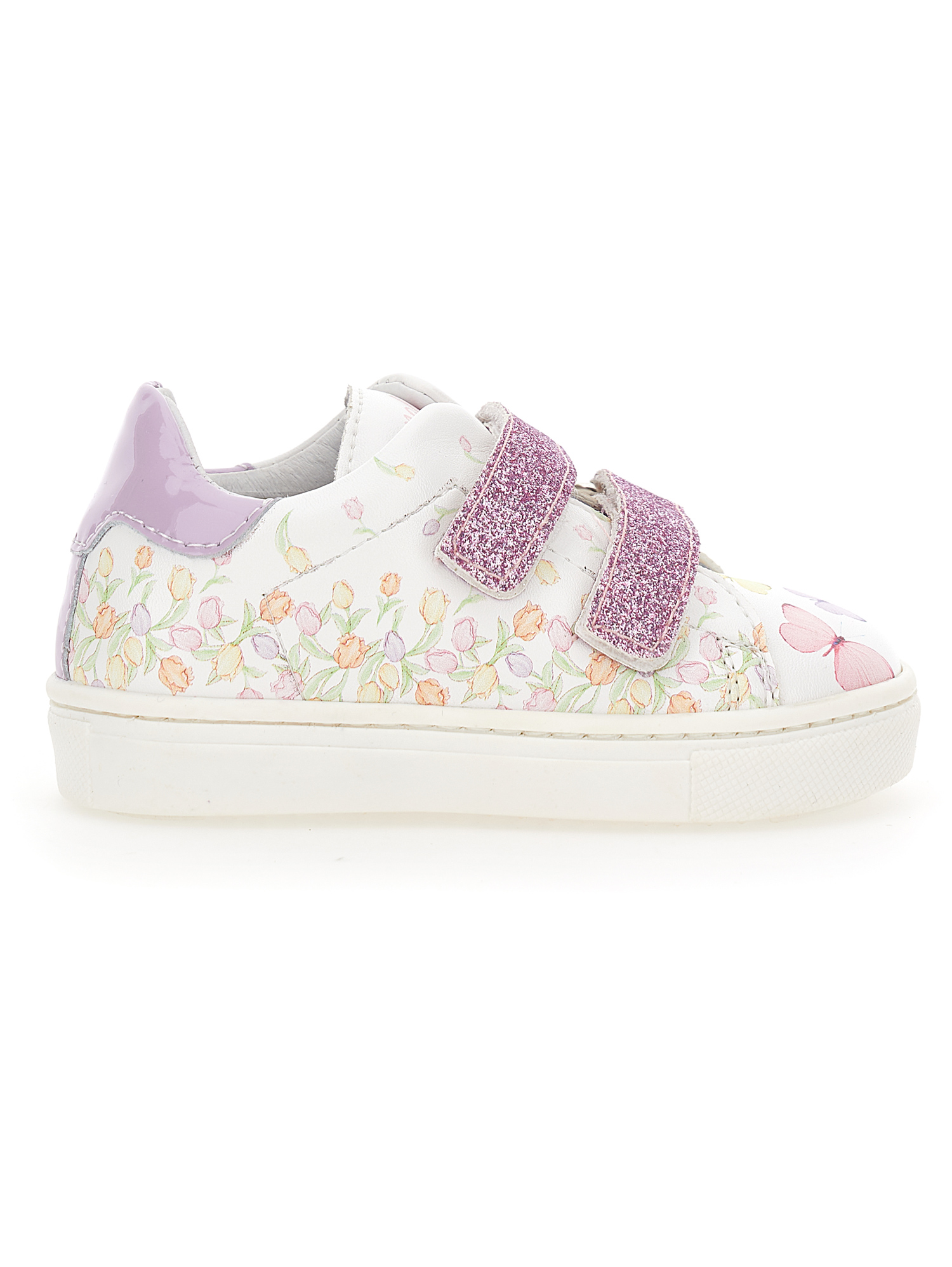 Monnalisa Glitter Technical Fabric Sneakers In White