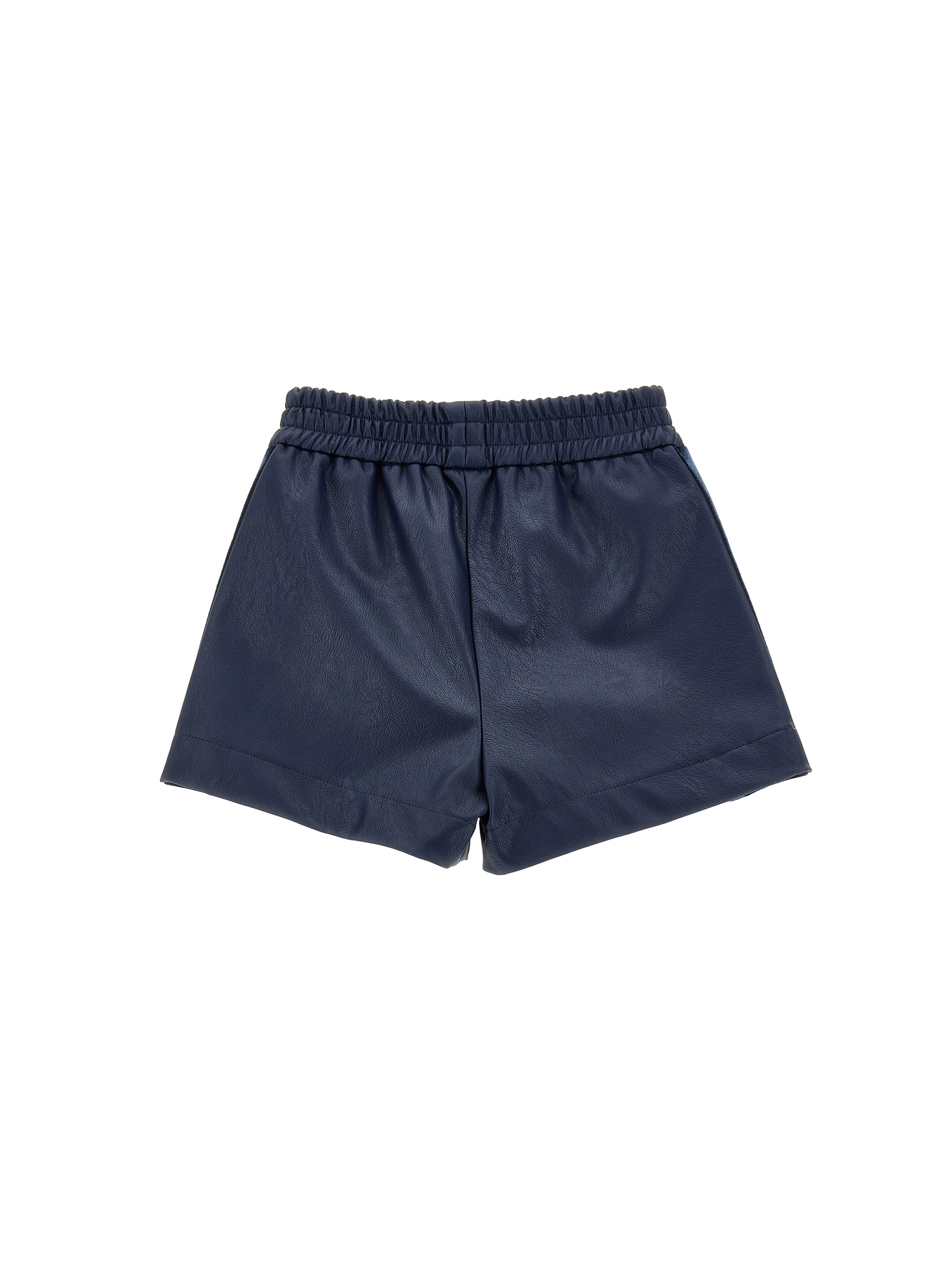 Monnalisa Coated Fabric Bermuda Shorts In Navy Blue