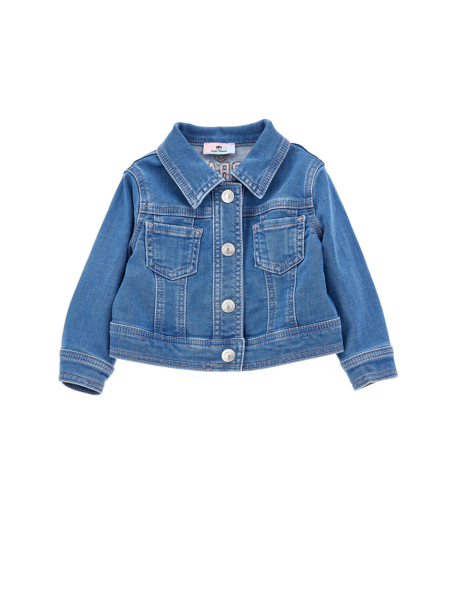 Chiara Ferragni Kids'   Cf Ferragni Stretch Jean Jacket In Stone Bleach