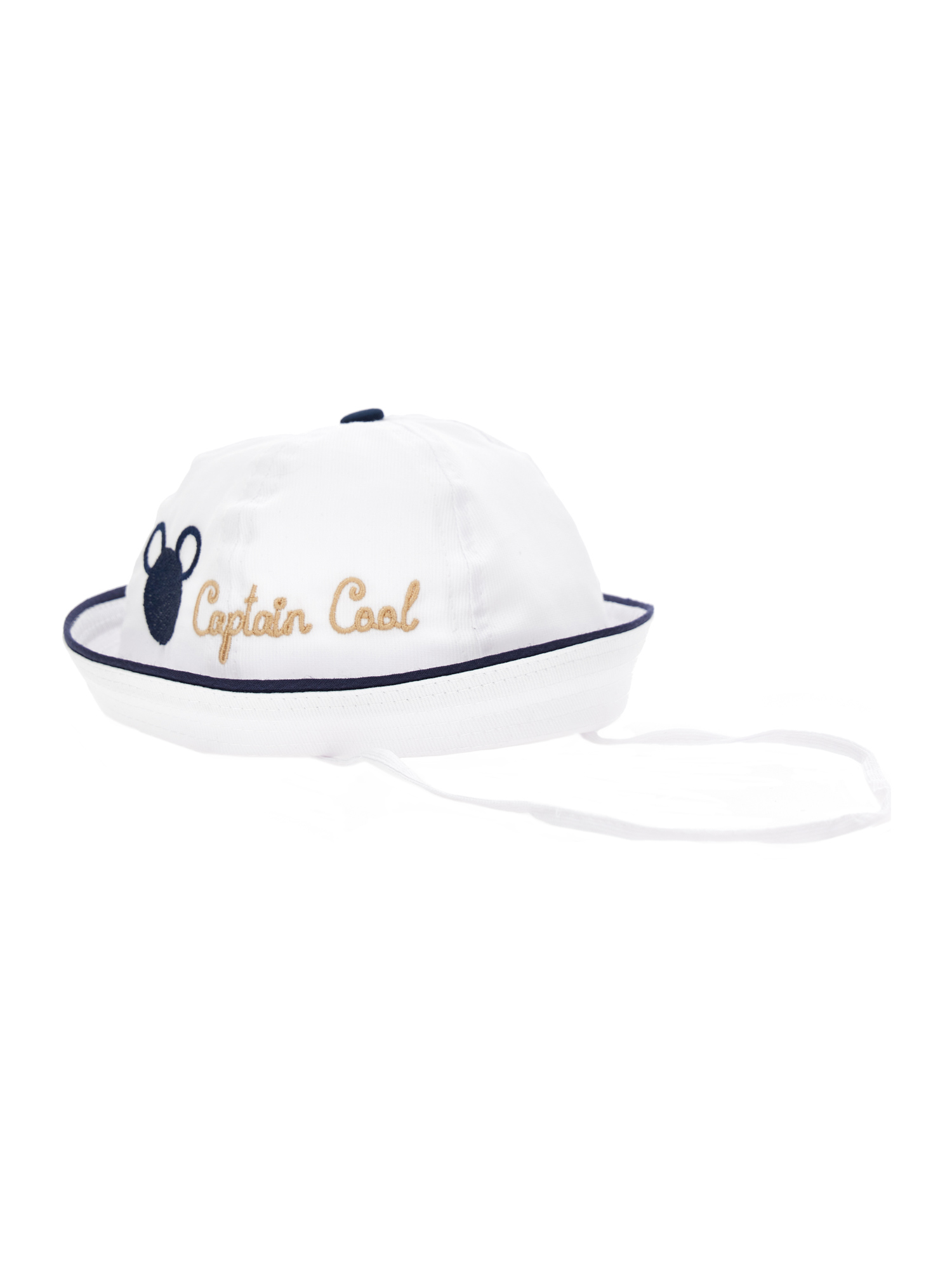 Shop Monnalisa Piquet Sailor's Cap In White + Blue
