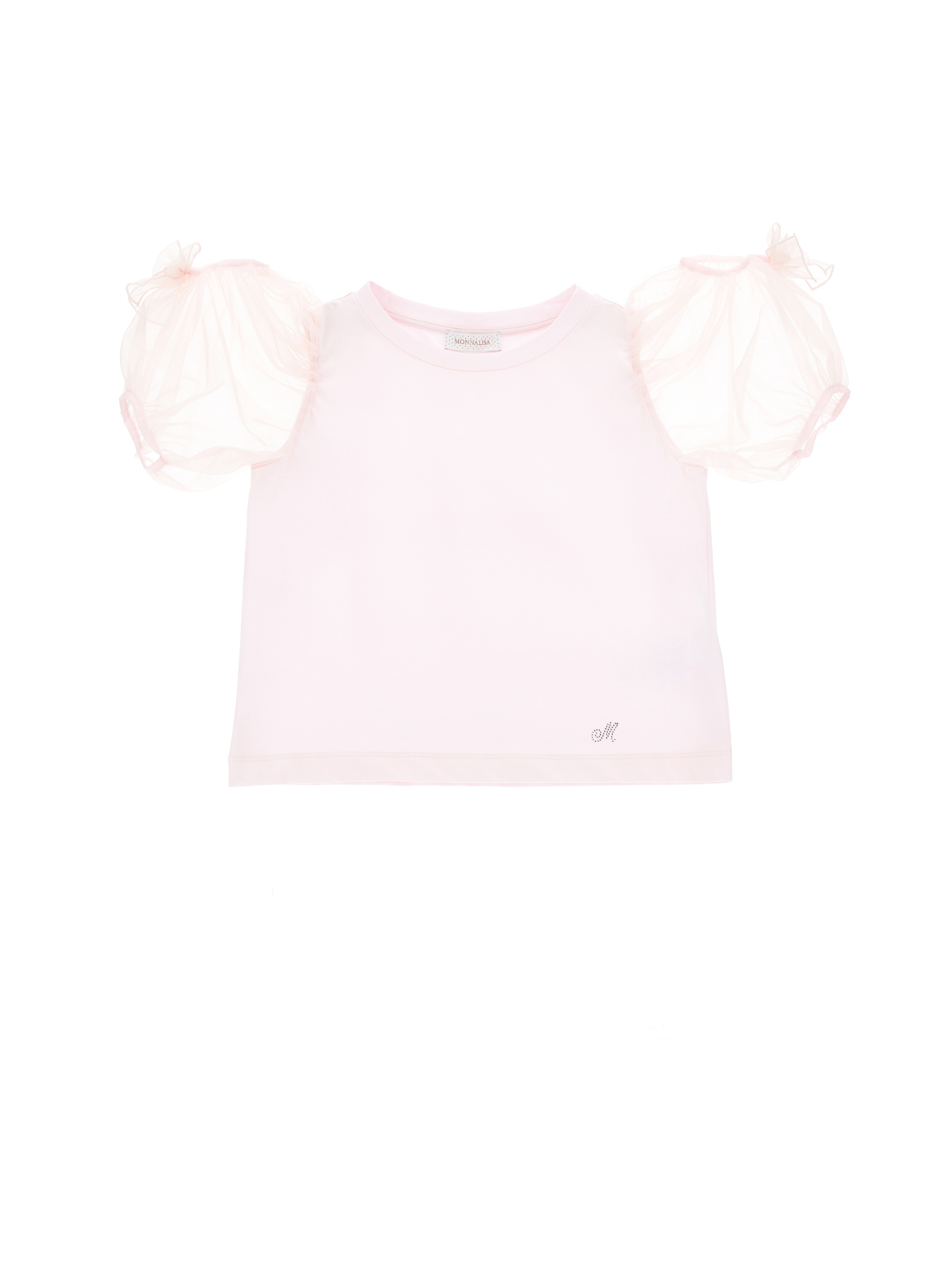 Monnalisa Babies'   Jersey T-shirt With Balloon Sleeves In Dusty Pink Rose