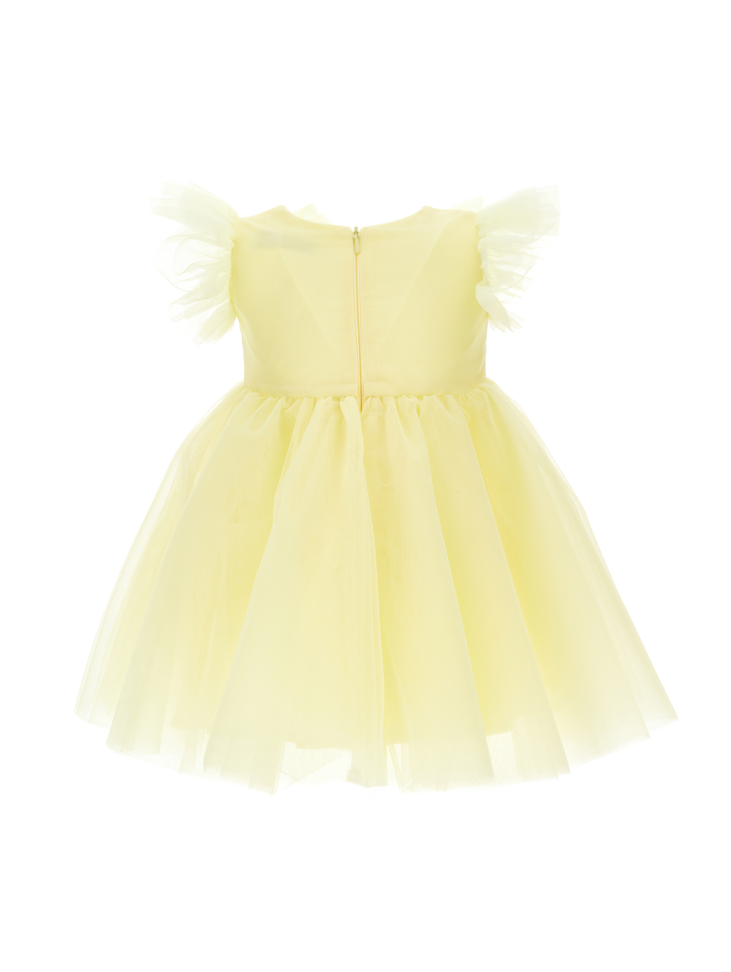 Shop Monnalisa Maxi Butterfly Silk-touch Tulle Dress In Light Yellow
