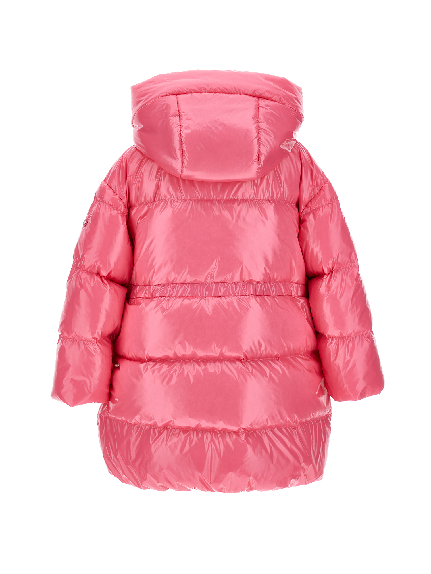 Monnalisa Shiny Genuine Down Jacket In Bright Peach Pink