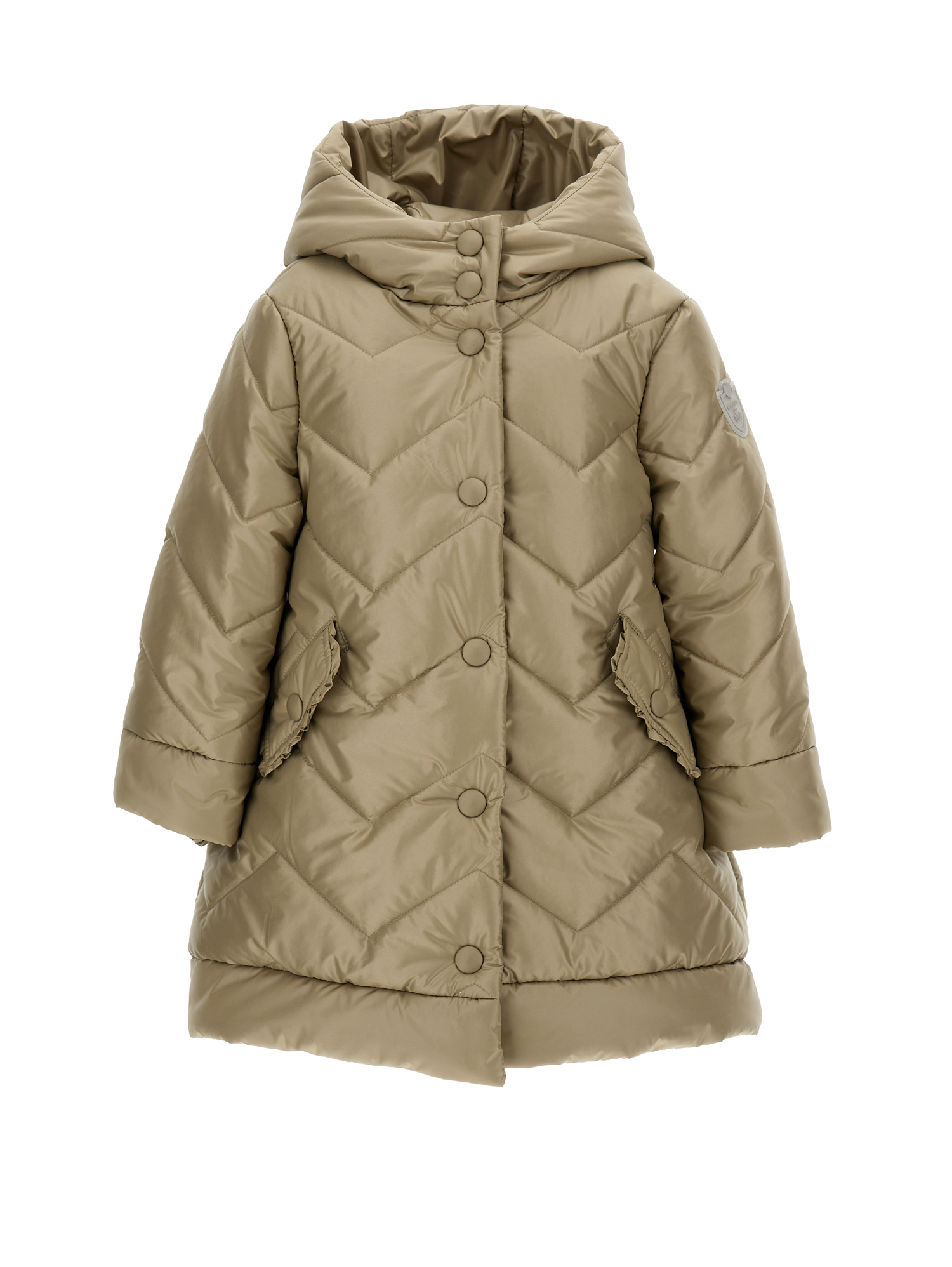 Monnalisa Quilted Technical Fabric Down Jacket In Dove Grey