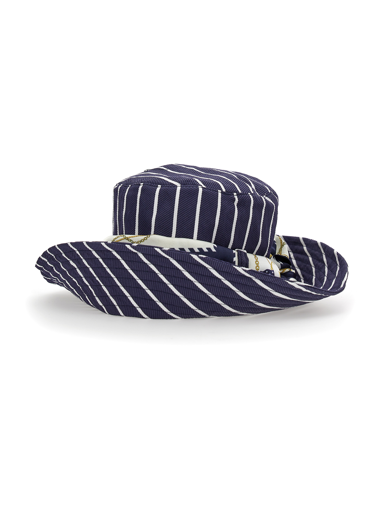 Monnalisa Alternate Stripe Hat In Blue + White