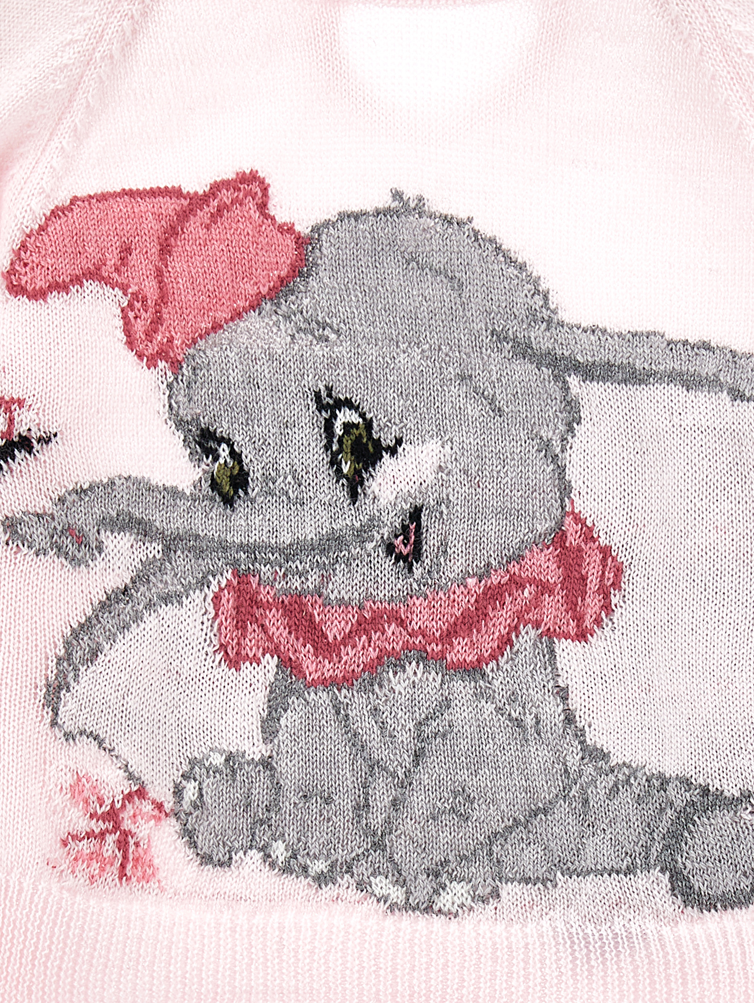 Monnalisa Dumbo Inlay Merino Wool Sweater In Rosa Fairy Tale