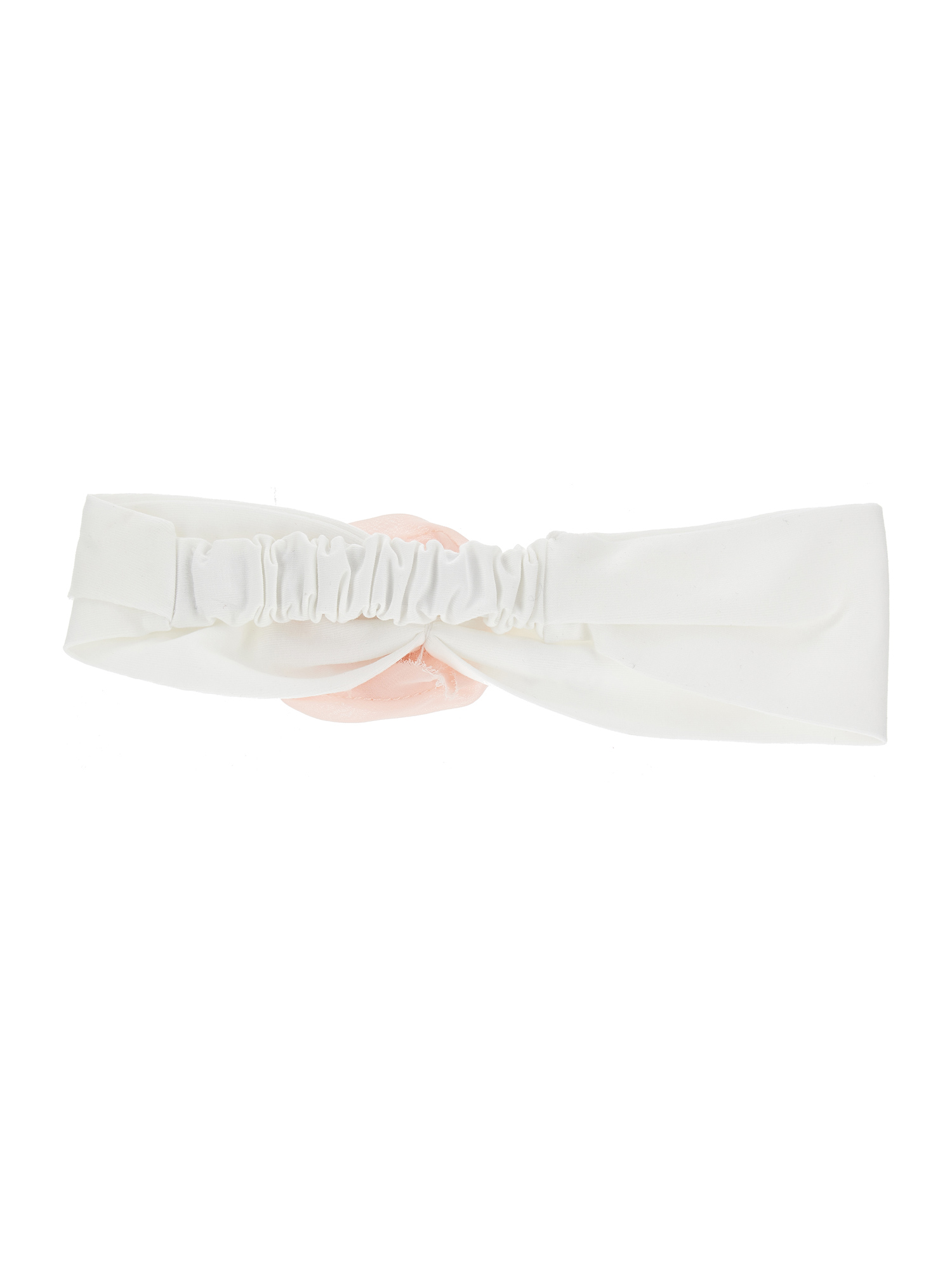 Shop Monnalisa Hair Band With Rose In Cream + Pink