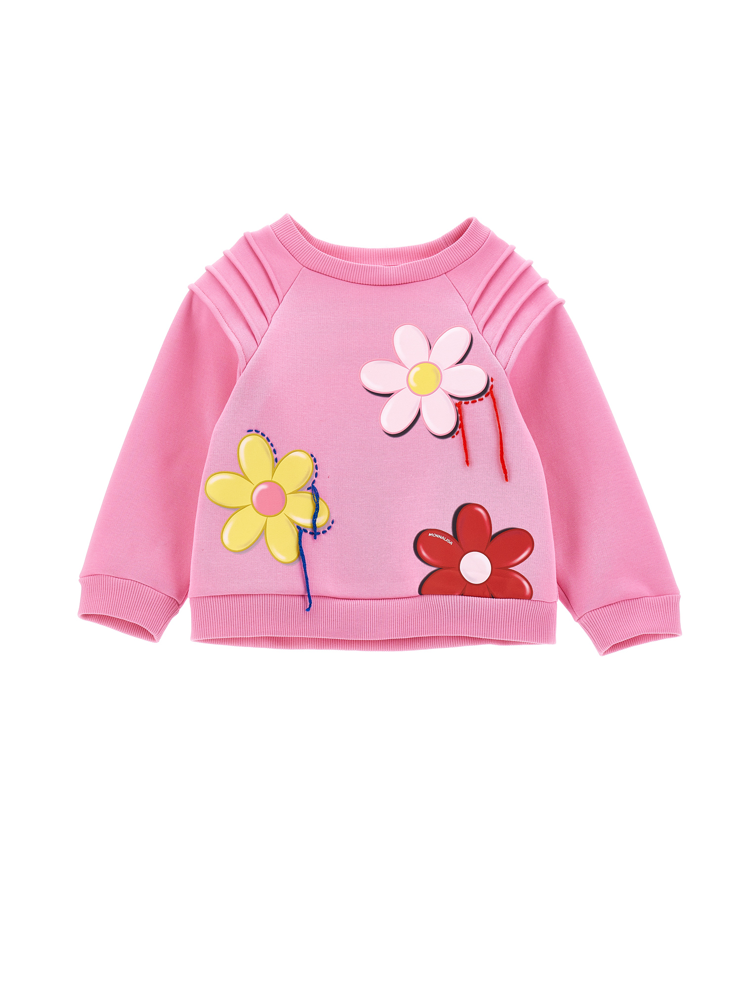 Monnalisa Daisy Fleece Set In Bright Peach Pink