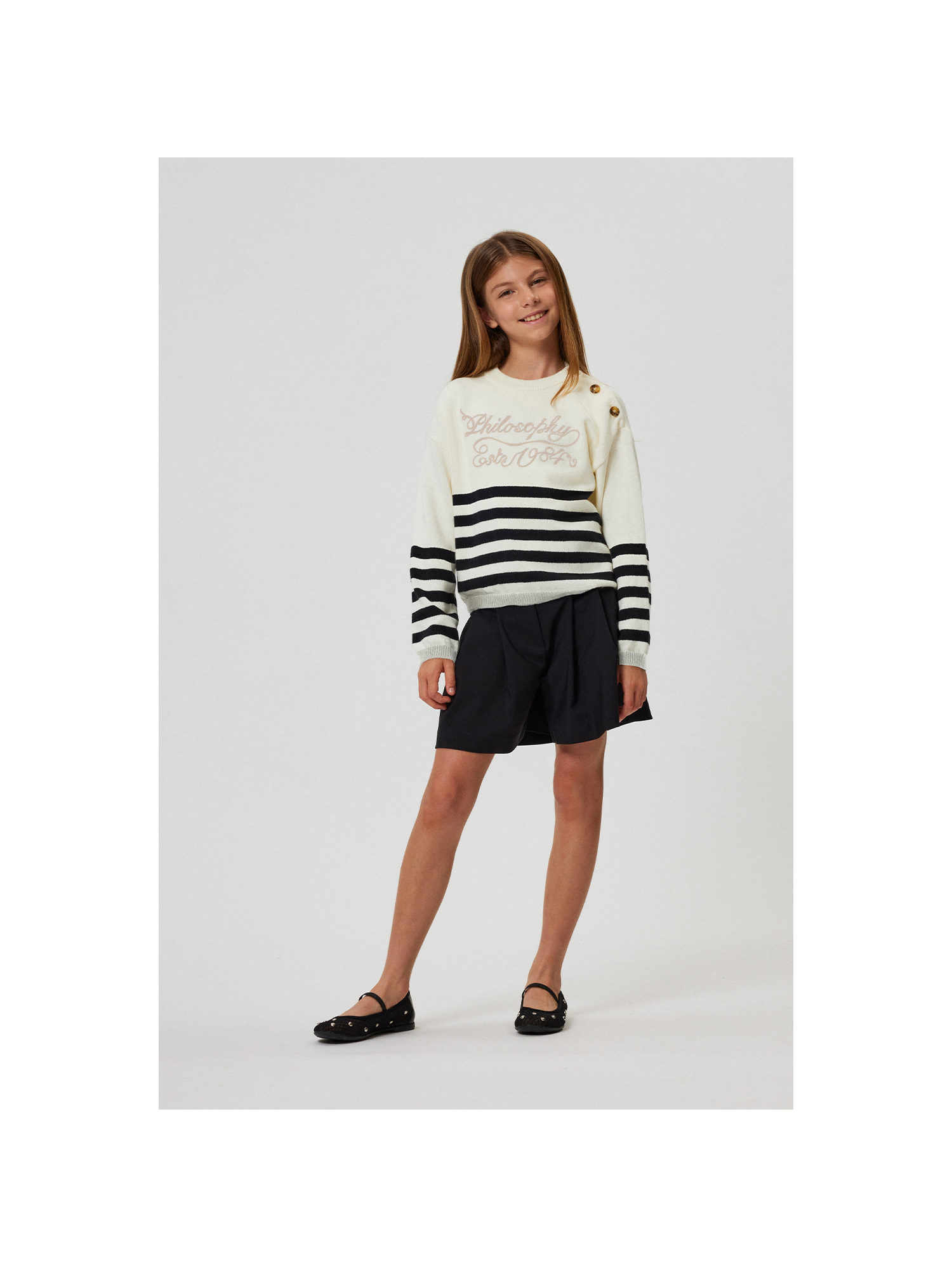 Philosophy Di Lorenzo Serafini Philosophy Kids  Pleated Shorts With Bow Belt In Black