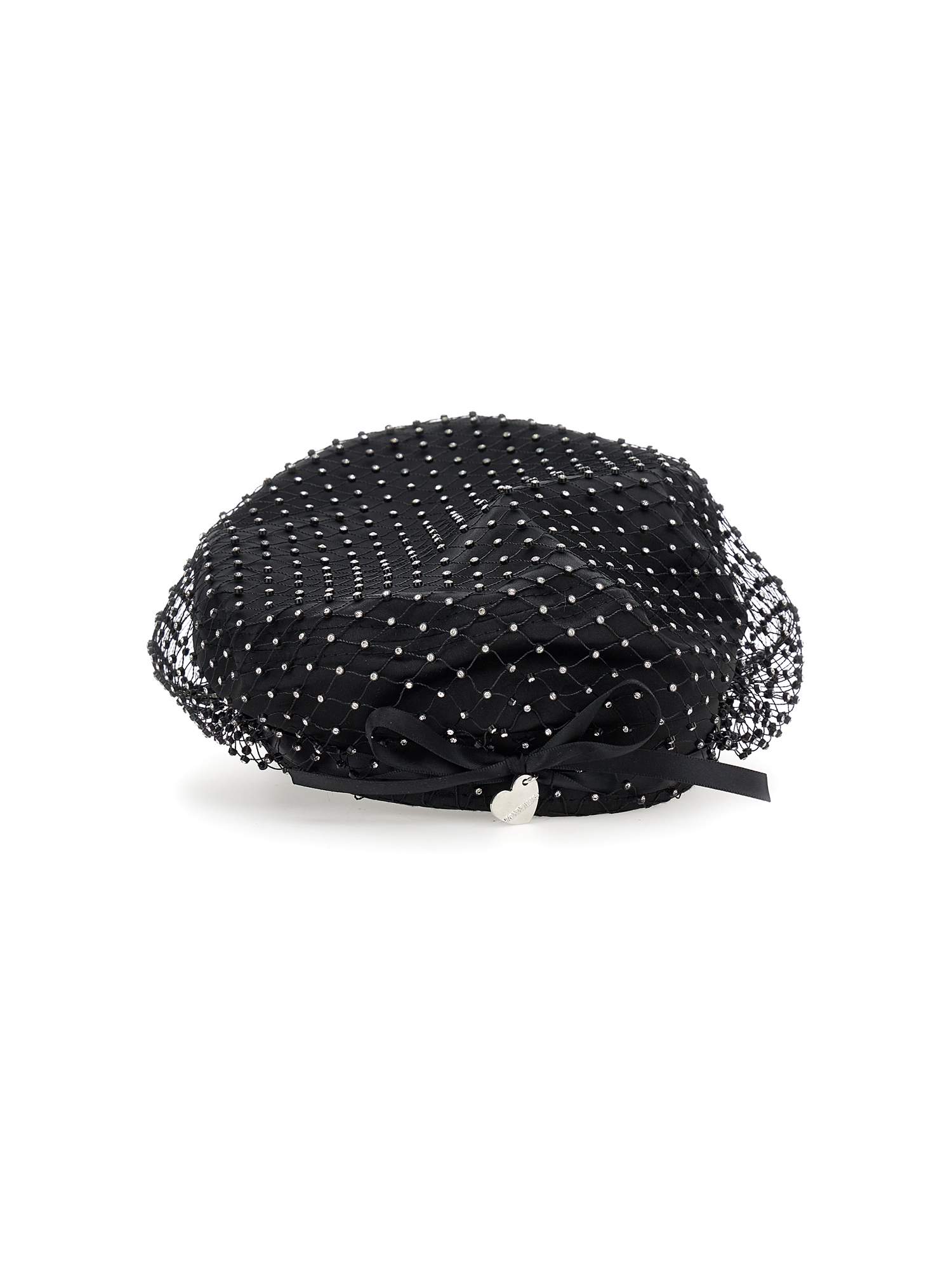 Monnalisa Satin Hat With Rhinestones In Black