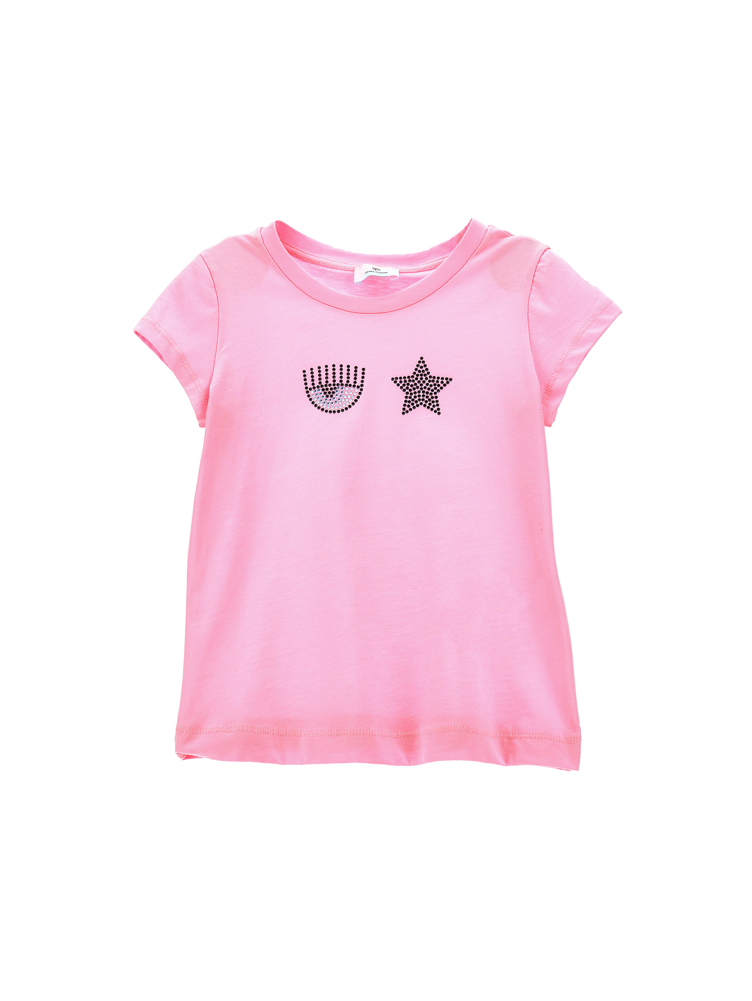 Chiara Ferragni Kids'   Eyestar Embroidery T-shirt In Sachet Pink