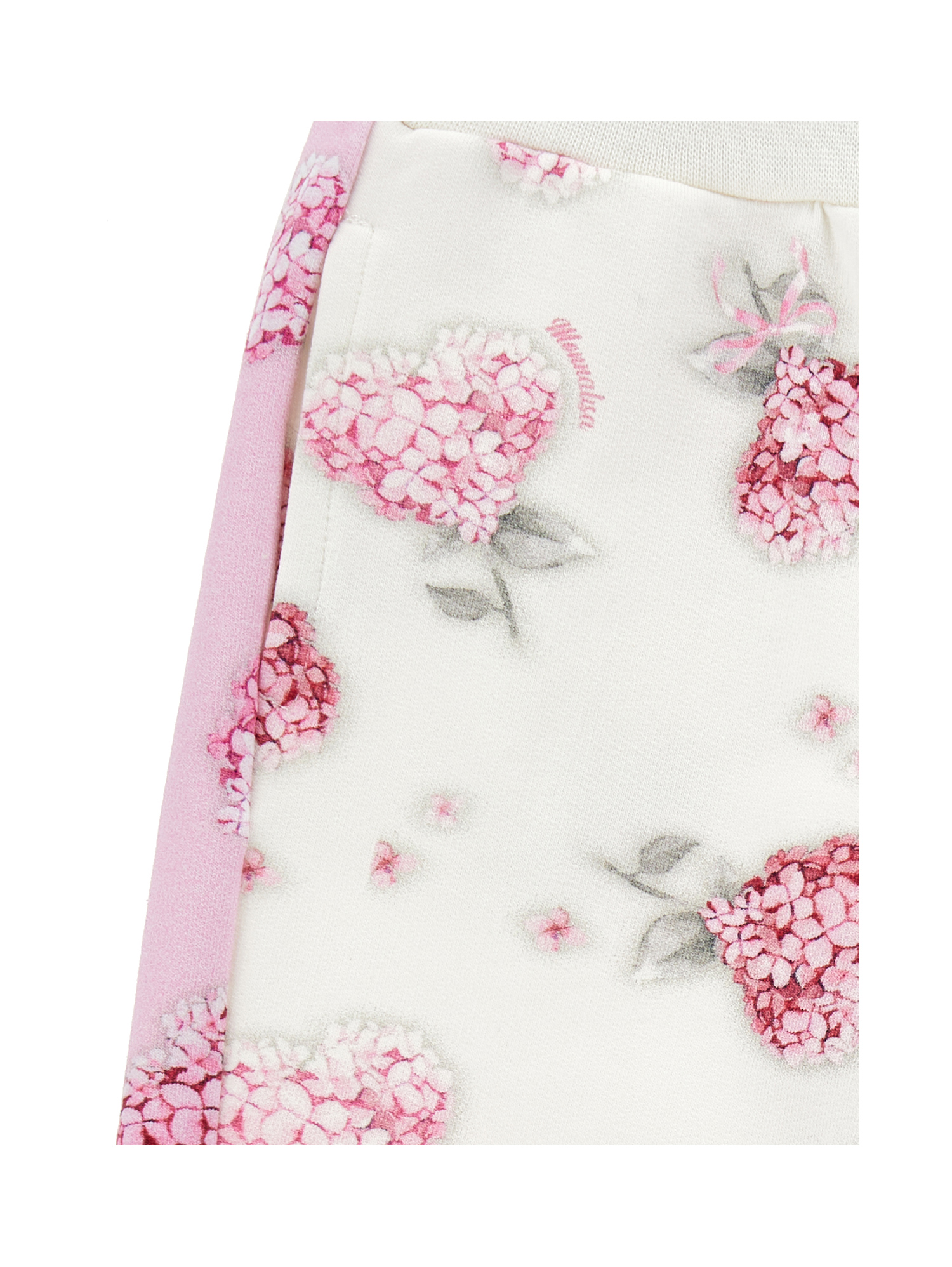 Monnalisa Fleece Joggers Flower Printed In Cream