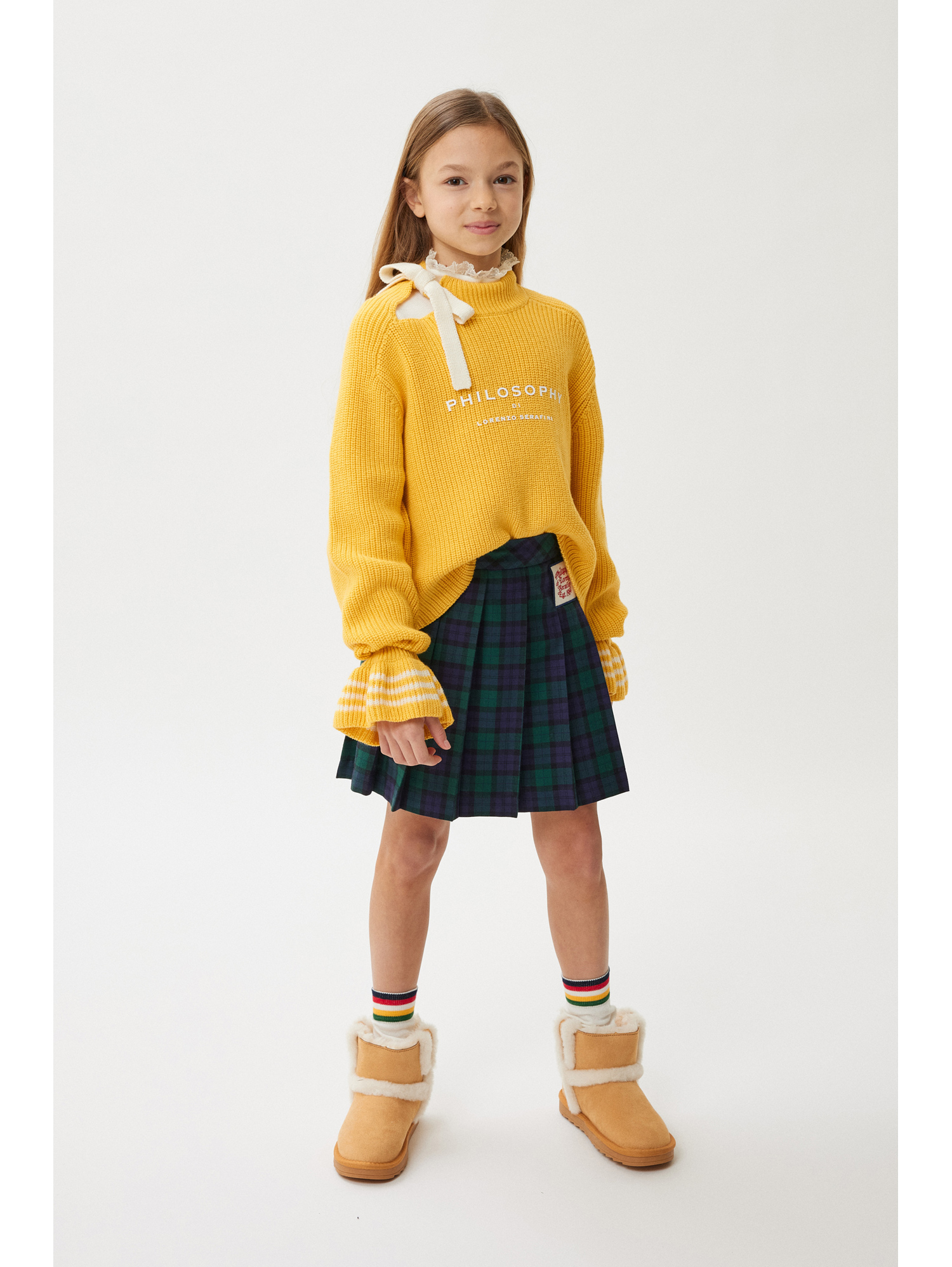 Philosophy Di Lorenzo Serafini Philosophy Kids Tartan Skirt With Patch In Green
