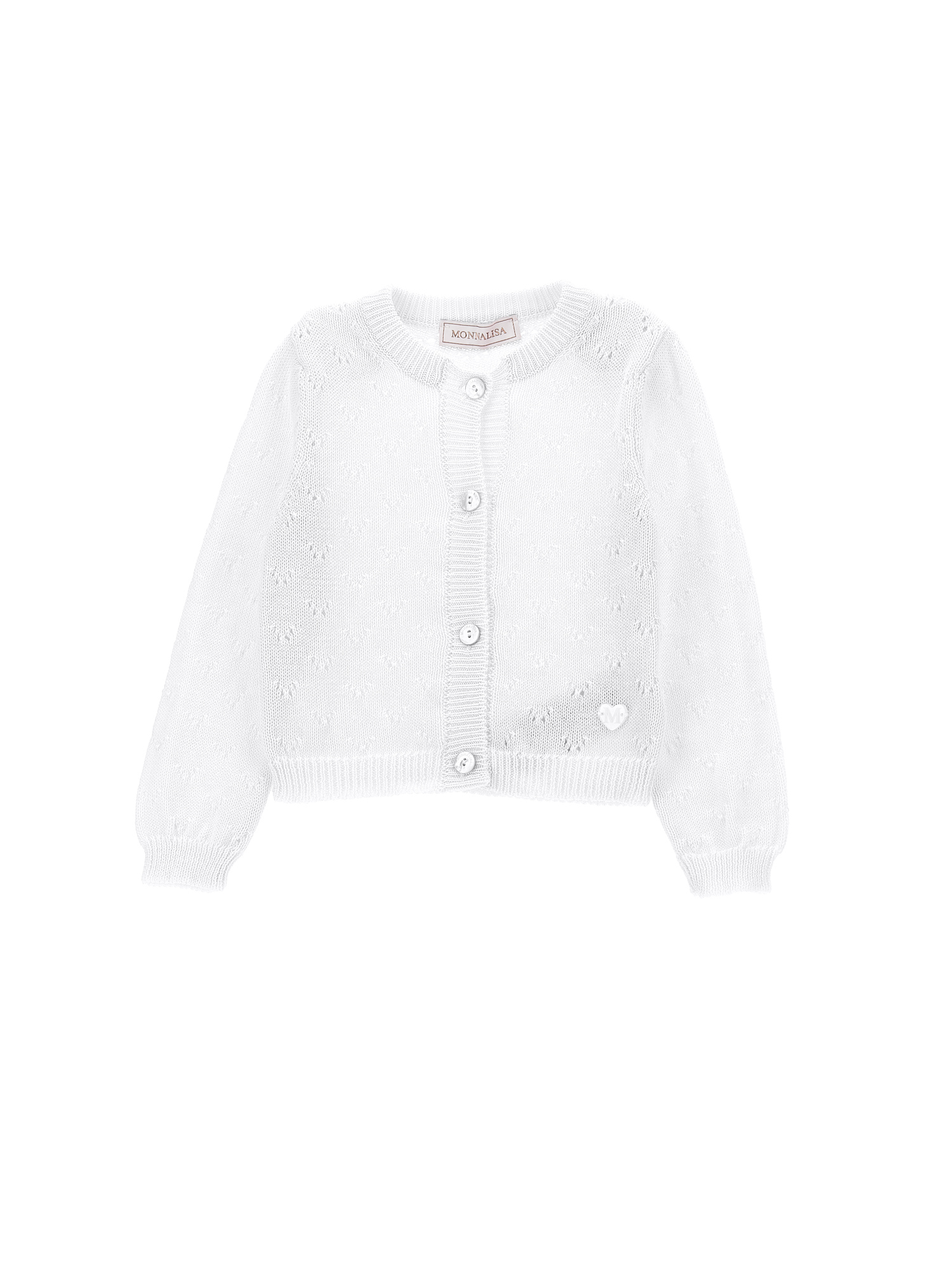 Monnalisa Cotton Cardigan In White