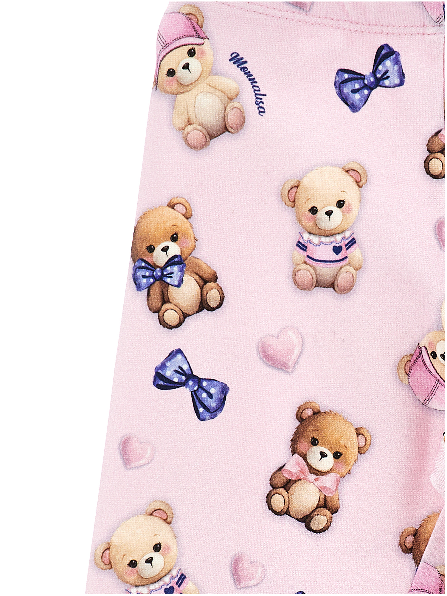 Monnalisa Milano Stitch Leggings With Teddy Bear Print In Rosa Fairy Tale